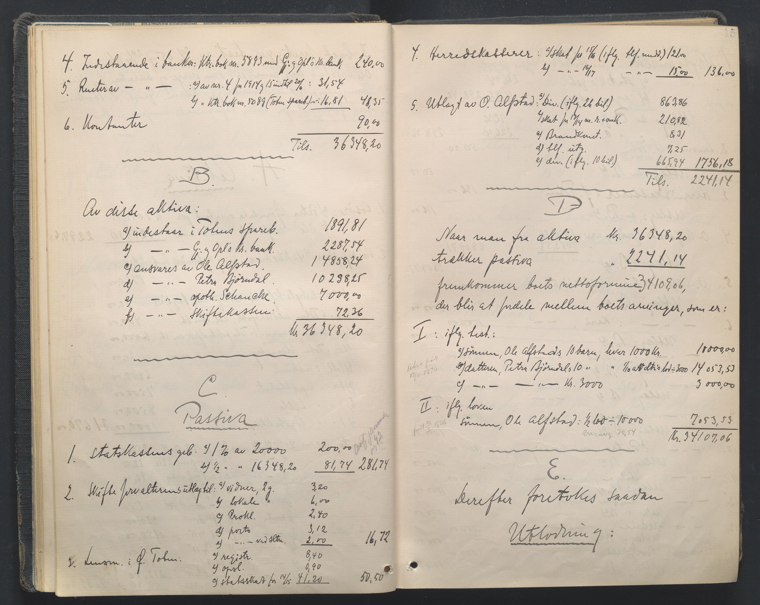 Toten tingrett, AV/SAH-TING-006/J/Je/L0012: Skifteutlodningsprotokoll - Østre Toten, 1914-1935, p. 15