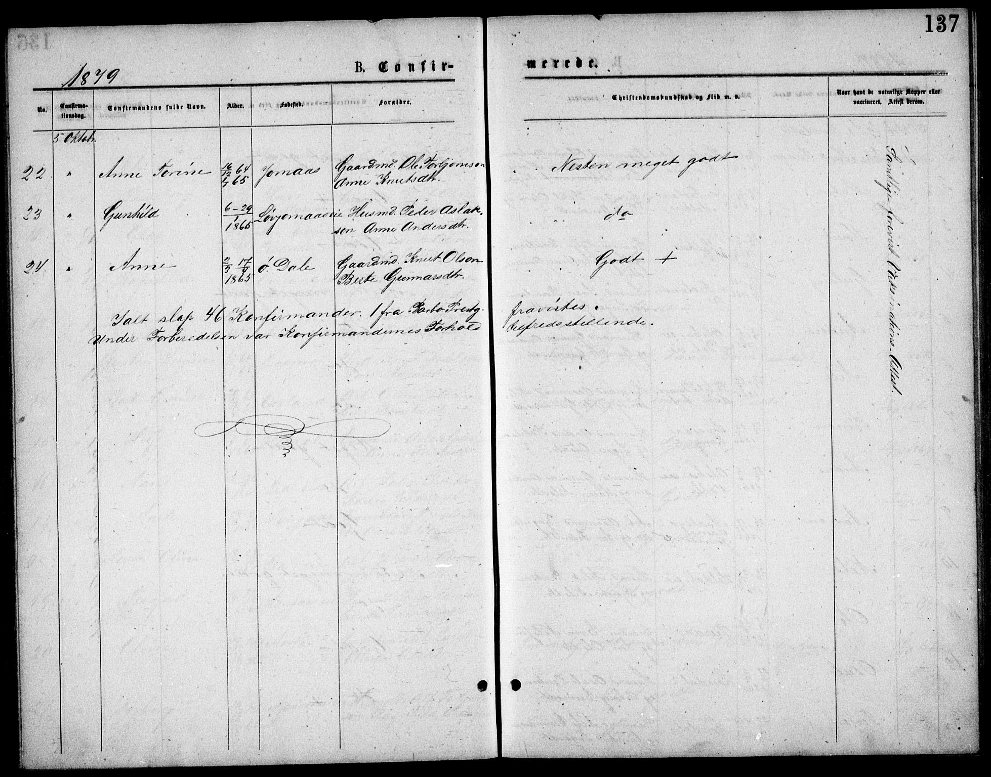 Froland sokneprestkontor, AV/SAK-1111-0013/F/Fb/L0009: Parish register (copy) no. B 9, 1875-1893, p. 137