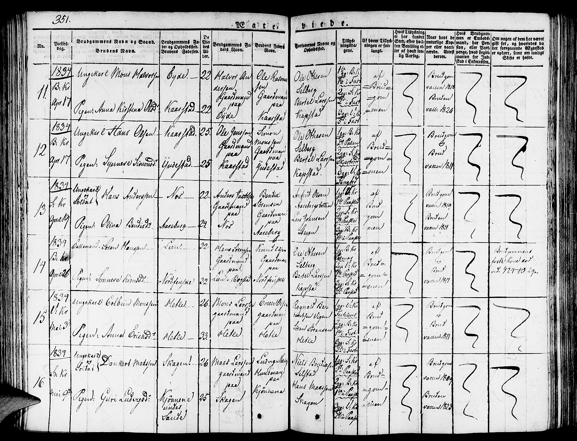Gaular sokneprestembete, SAB/A-80001/H/Haa: Parish register (official) no. A 3, 1821-1840, p. 351