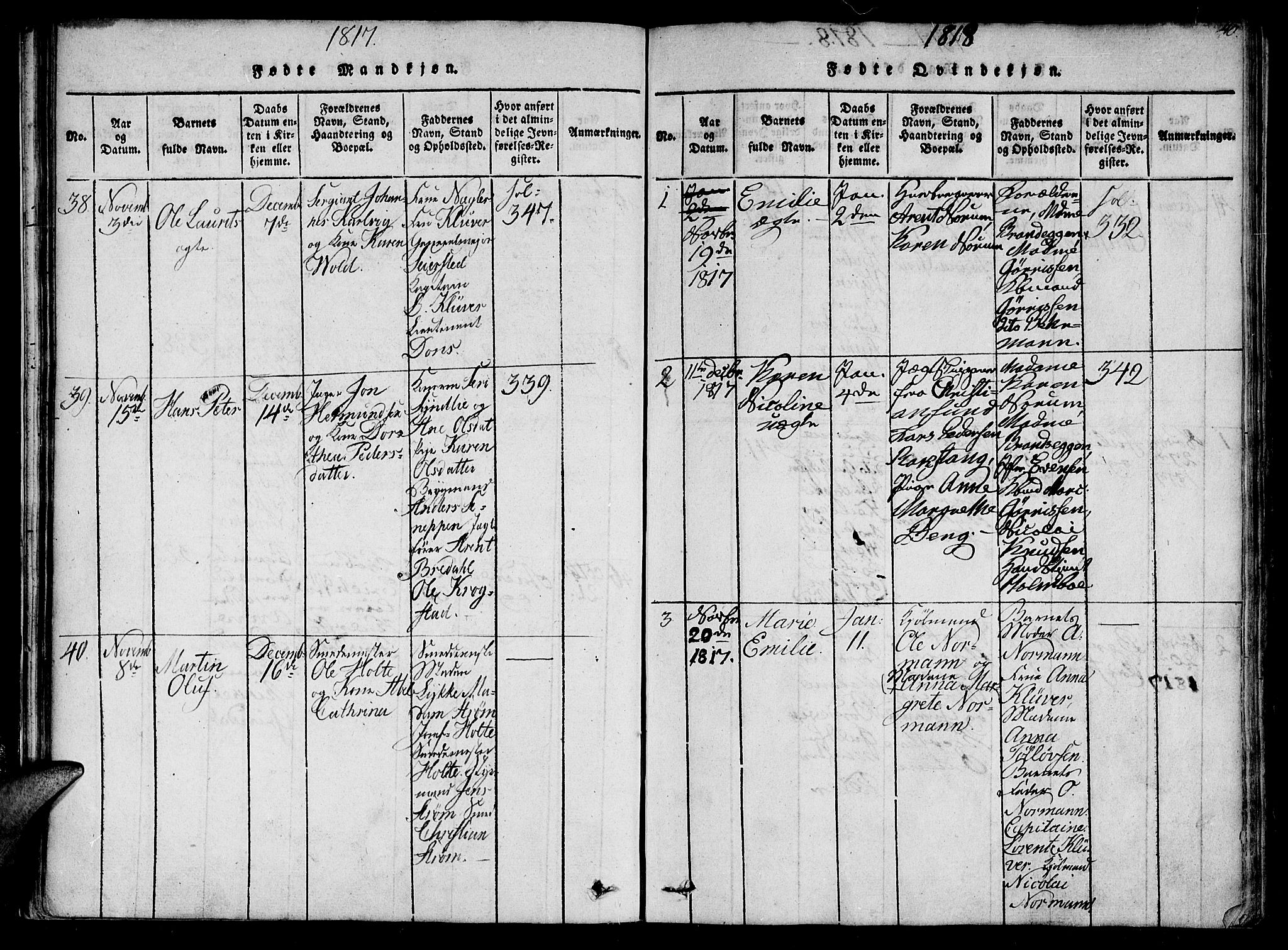 Ministerialprotokoller, klokkerbøker og fødselsregistre - Sør-Trøndelag, SAT/A-1456/602/L0107: Parish register (official) no. 602A05, 1815-1821, p. 40