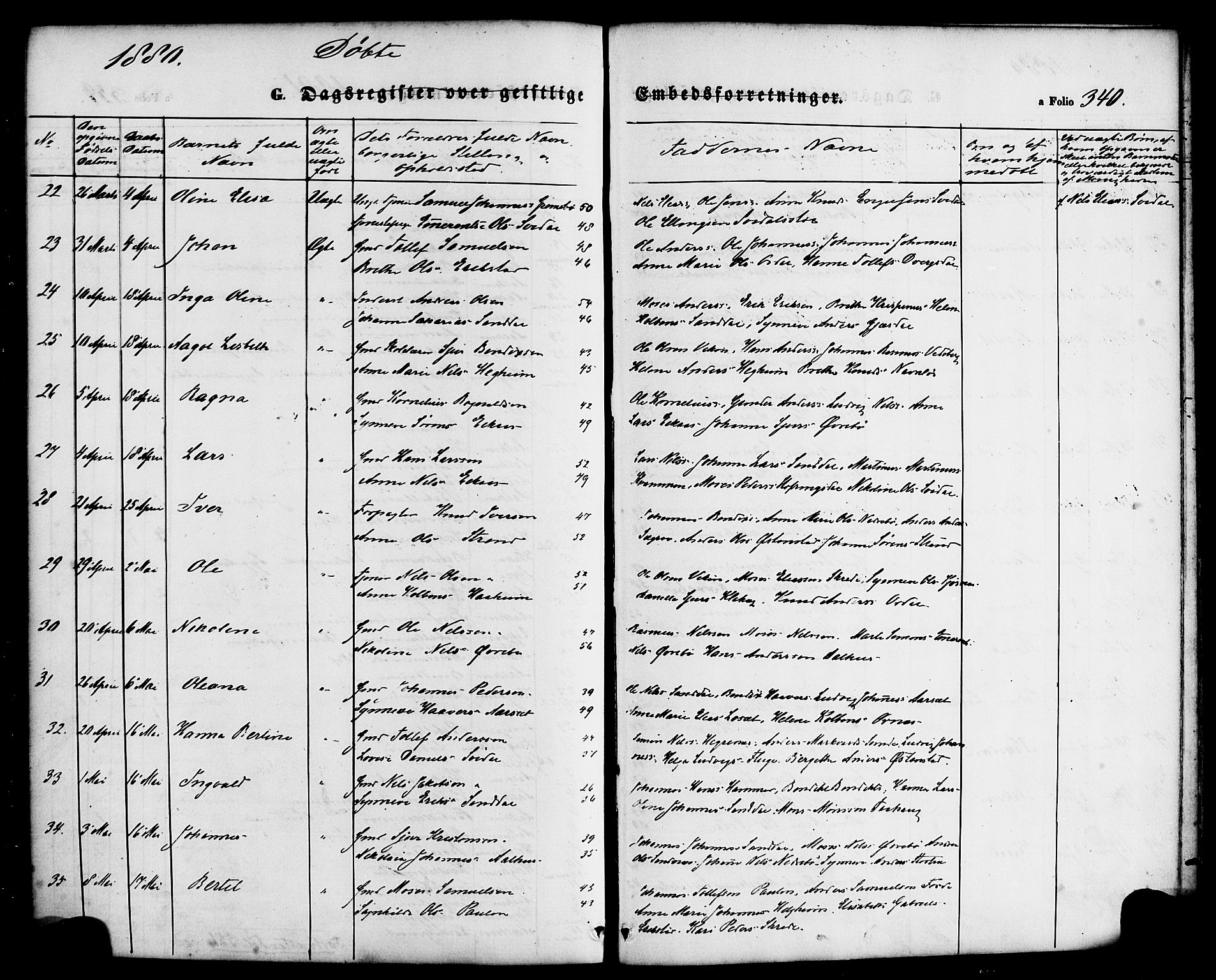 Jølster sokneprestembete, SAB/A-80701/H/Haa/Haaa/L0011: Parish register (official) no. A 11, 1866-1881, p. 340