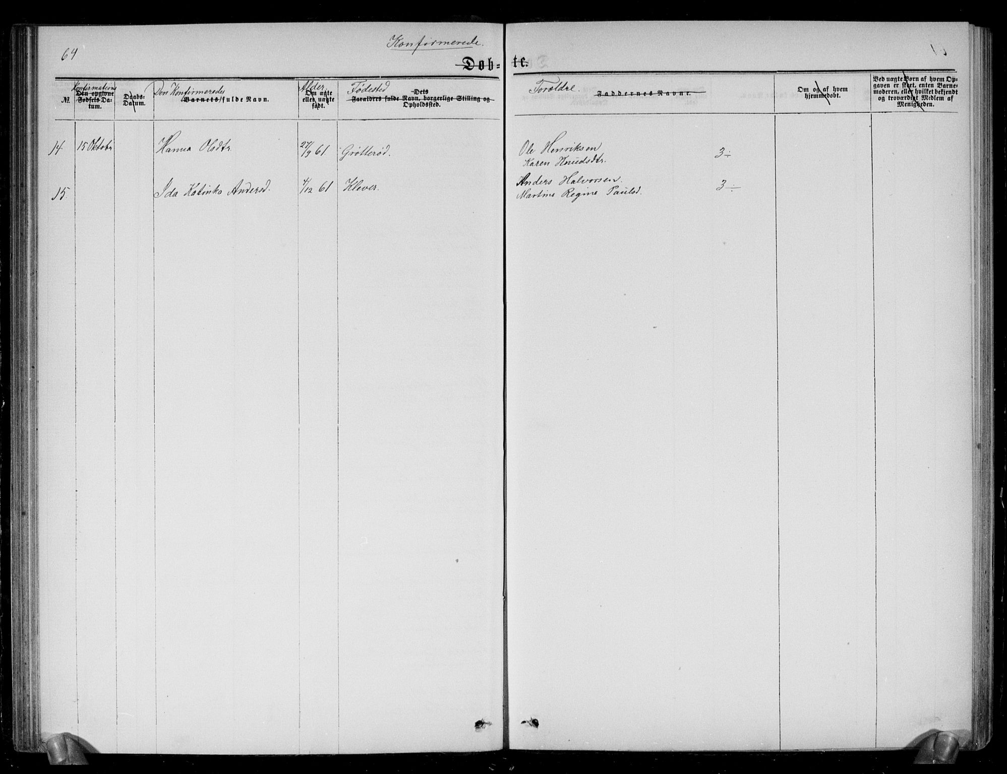 Brunlanes kirkebøker, AV/SAKO-A-342/G/Ga/L0002: Parish register (copy) no. I 2, 1866-1876, p. 64