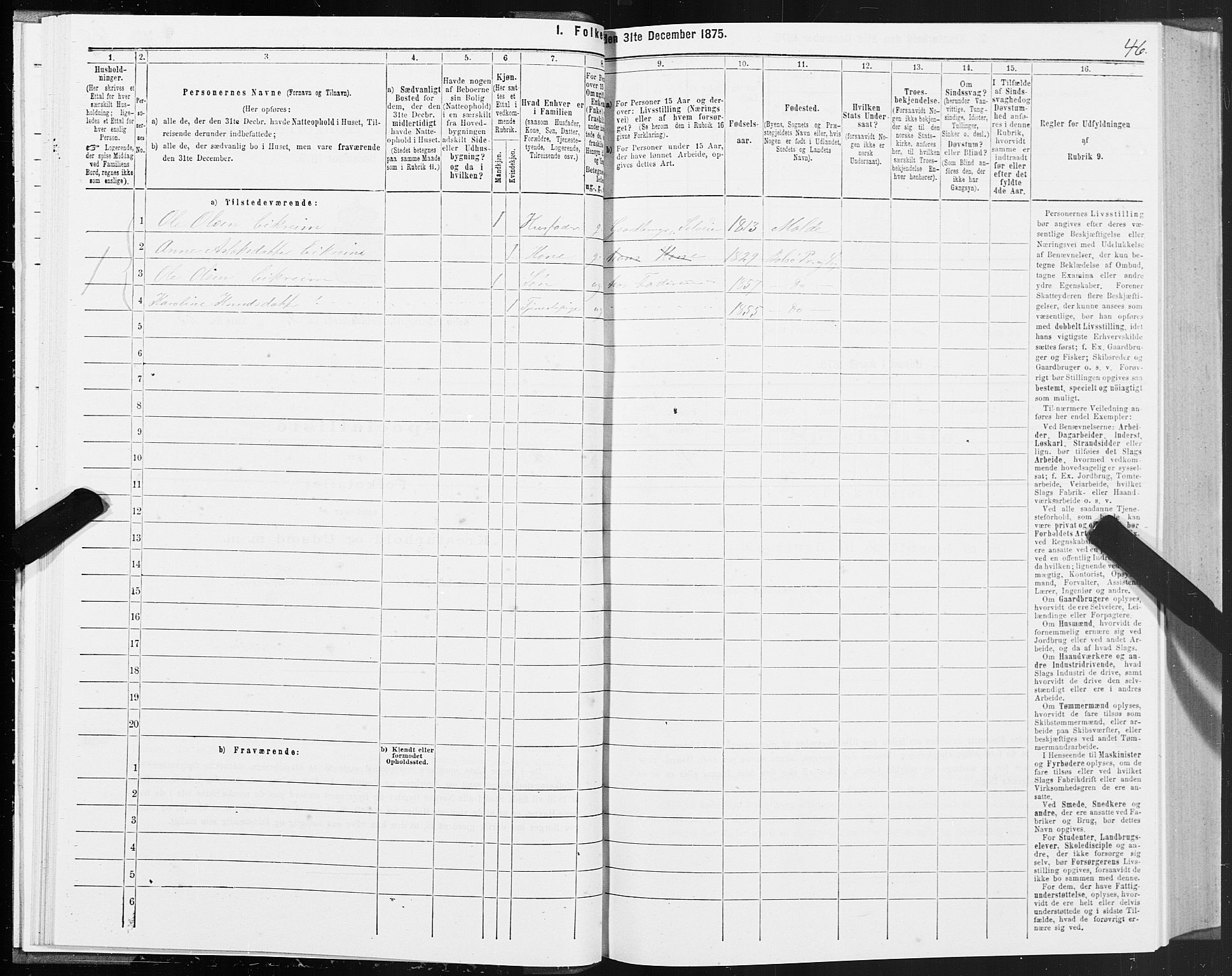 SAT, 1875 census for 1544P Bolsøy, 1875, p. 2046
