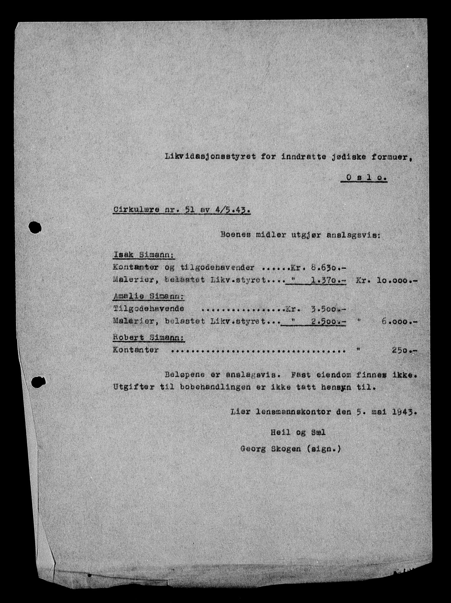 Justisdepartementet, Tilbakeføringskontoret for inndratte formuer, AV/RA-S-1564/H/Hc/Hcd/L1007: --, 1945-1947, p. 211