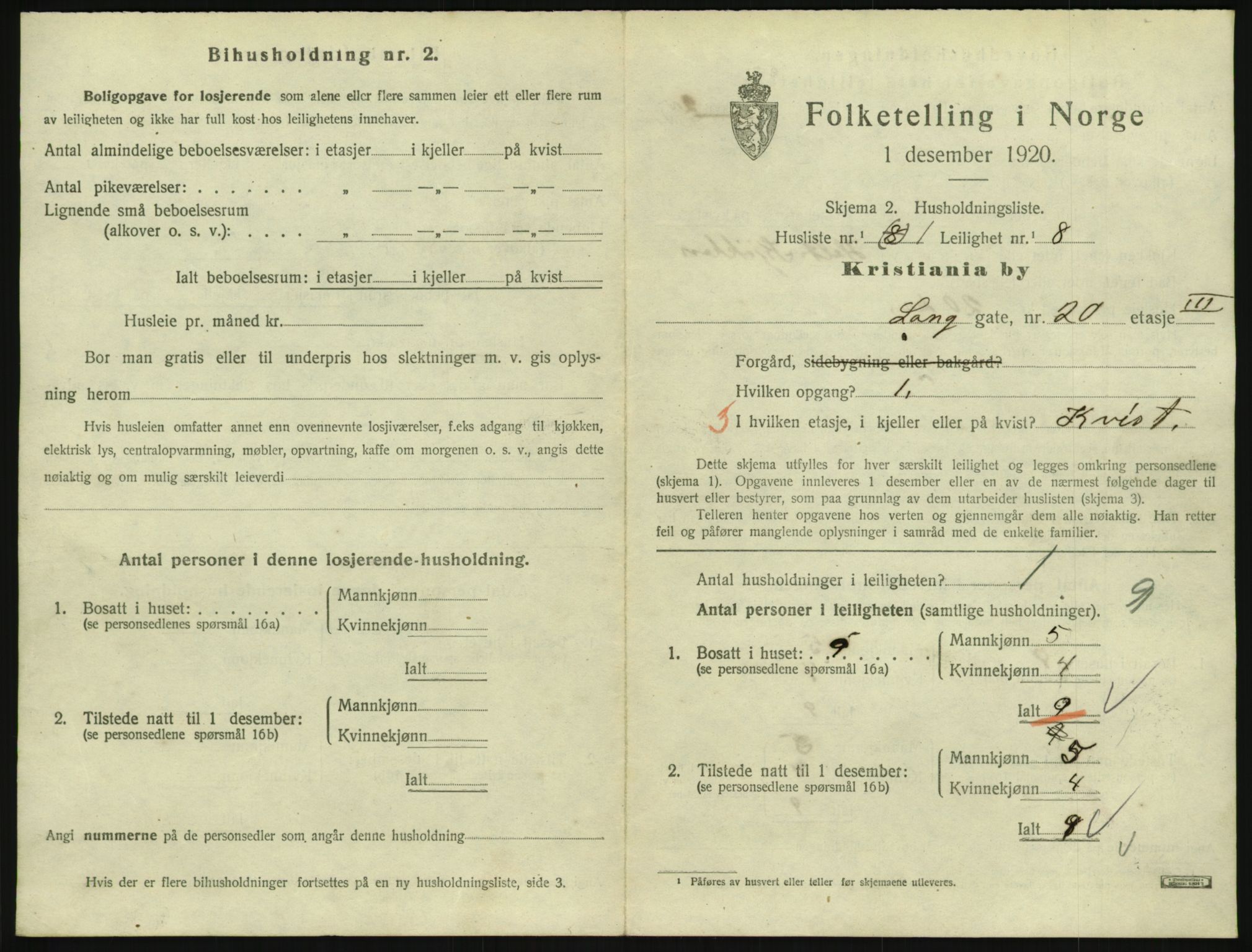 SAO, 1920 census for Kristiania, 1920, p. 57594