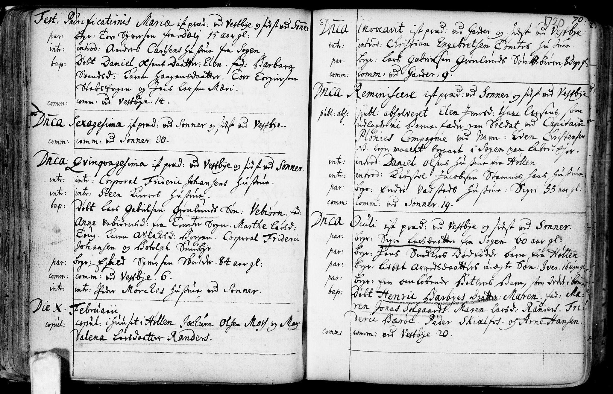 Vestby prestekontor Kirkebøker, AV/SAO-A-10893/F/Fa/L0001.b: Parish register (official) no. I 1B, 1714-1759, p. 70