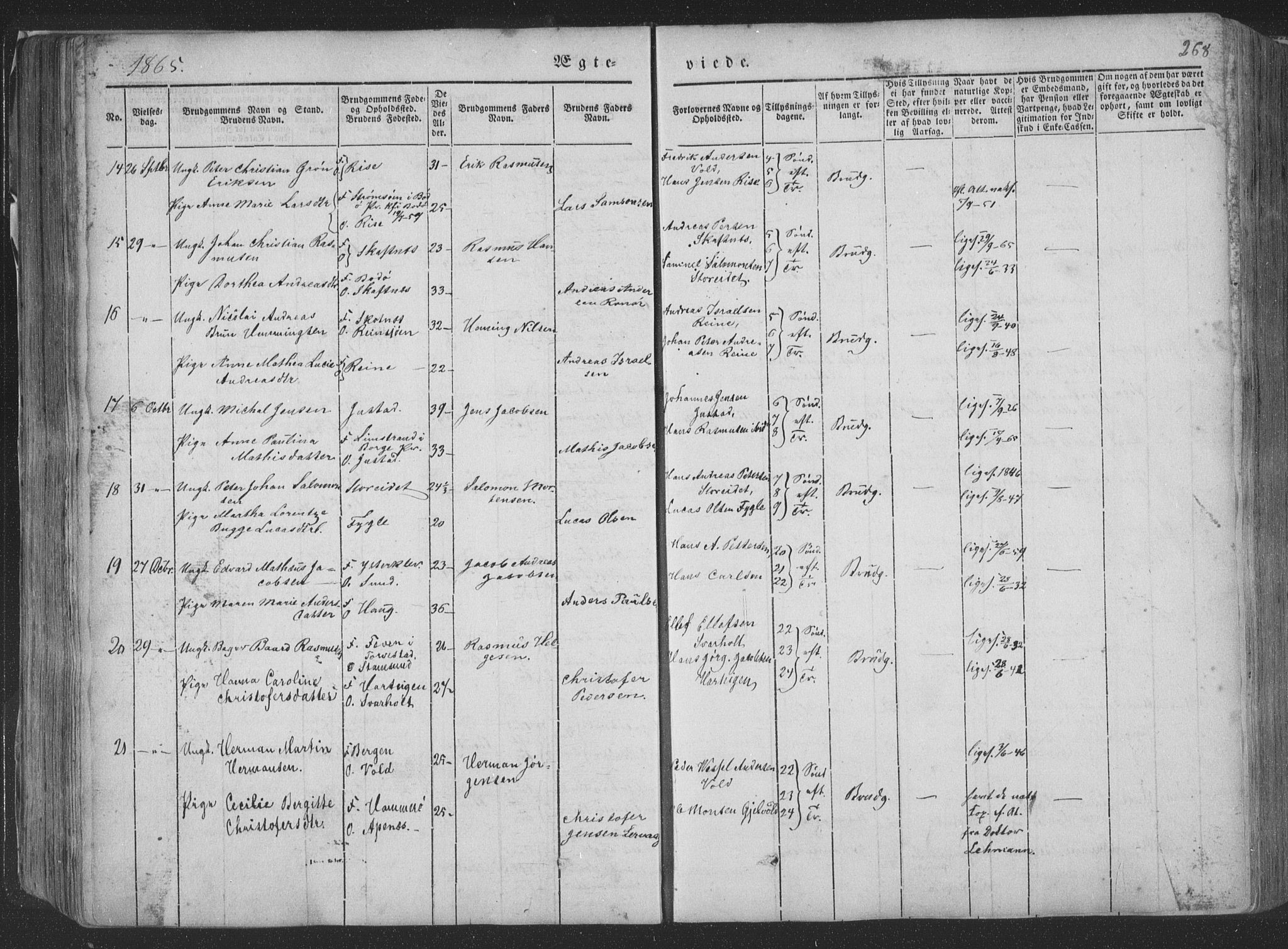 Ministerialprotokoller, klokkerbøker og fødselsregistre - Nordland, AV/SAT-A-1459/881/L1165: Parish register (copy) no. 881C02, 1854-1876, p. 268