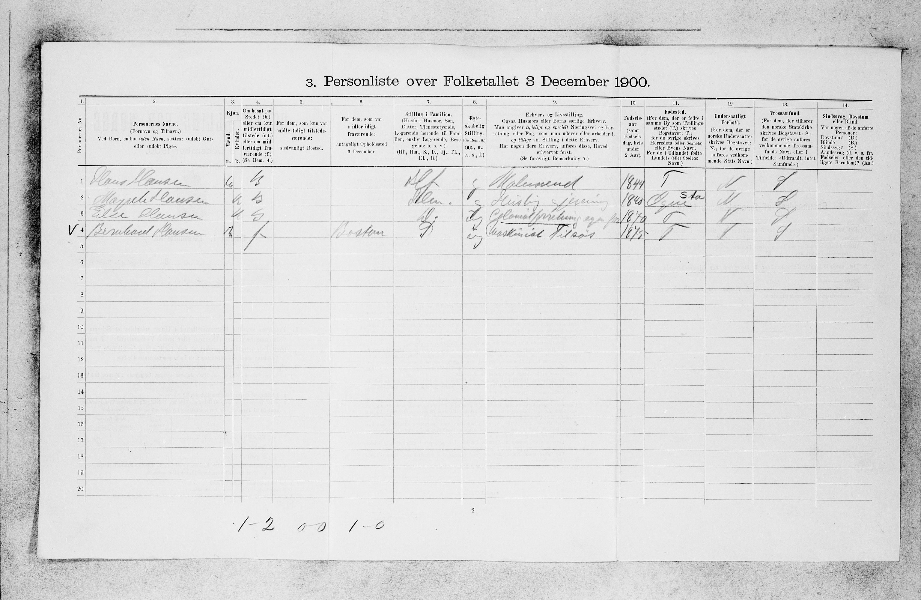 SAB, 1900 census for Bergen, 1900, p. 28261