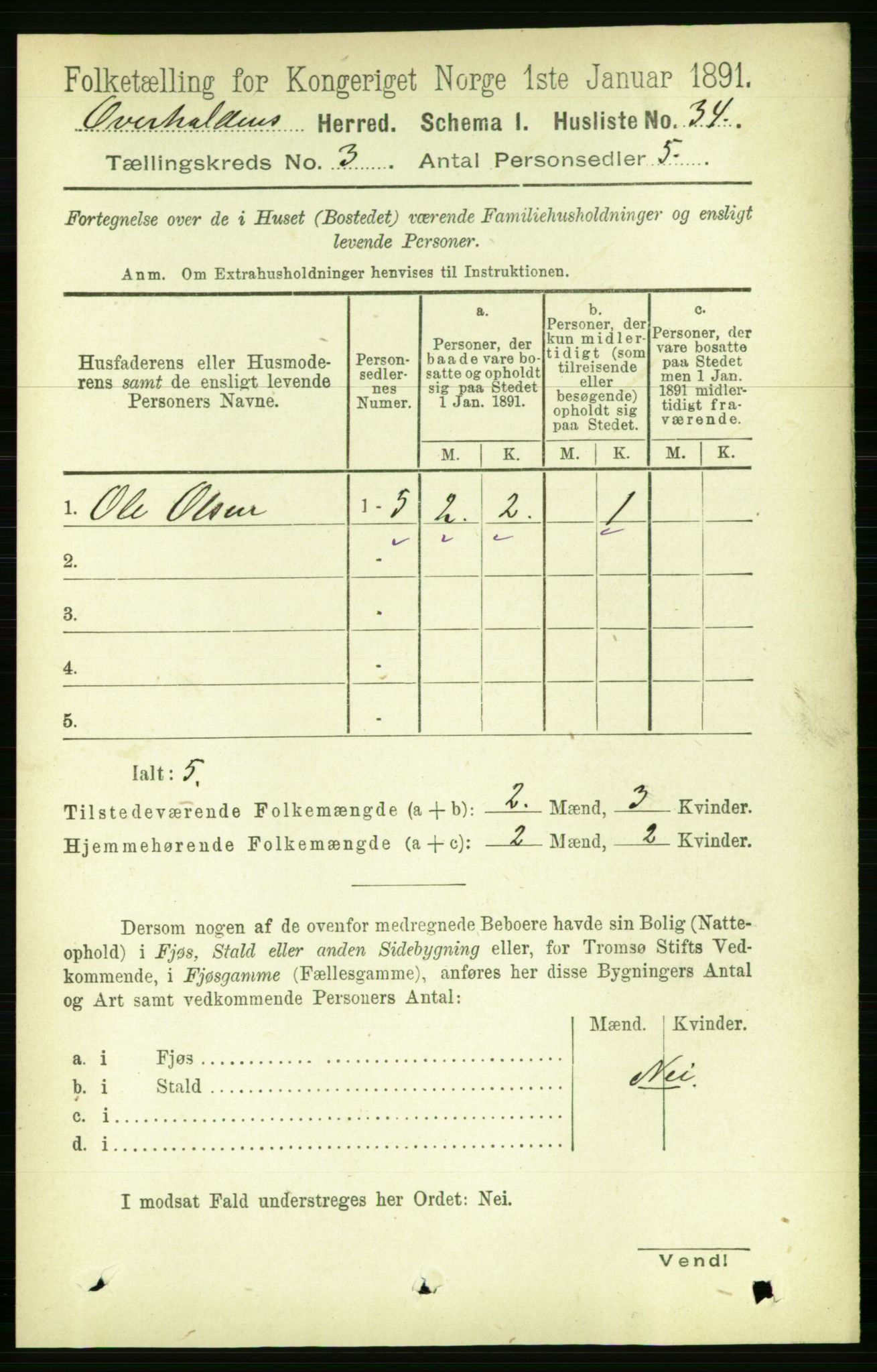 RA, 1891 census for 1744 Overhalla, 1891, p. 745