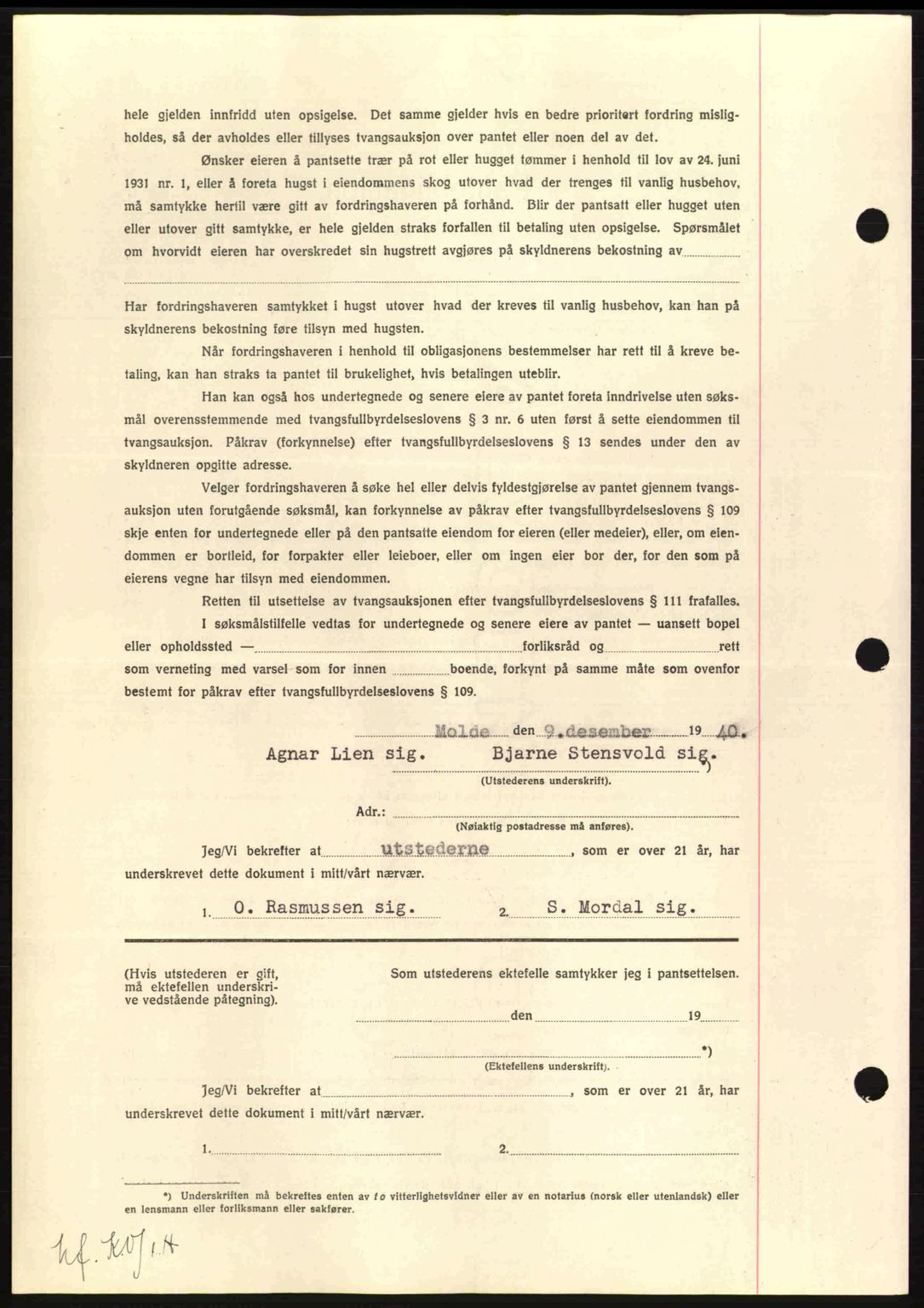 Nordmøre sorenskriveri, AV/SAT-A-4132/1/2/2Ca: Mortgage book no. B87, 1940-1941, Diary no: : 2198/1940