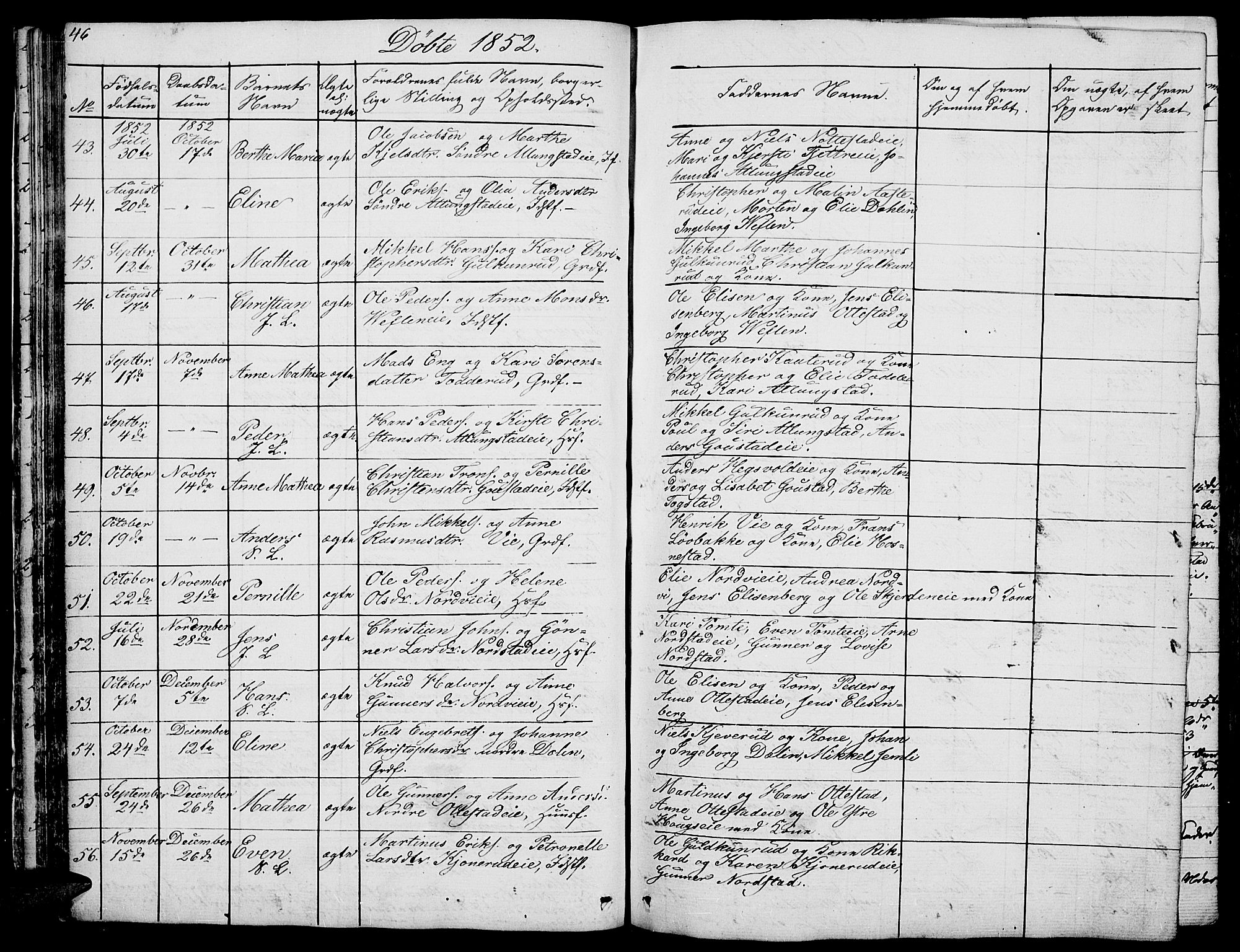 Stange prestekontor, AV/SAH-PREST-002/L/L0002: Parish register (copy) no. 2, 1838-1879, p. 46