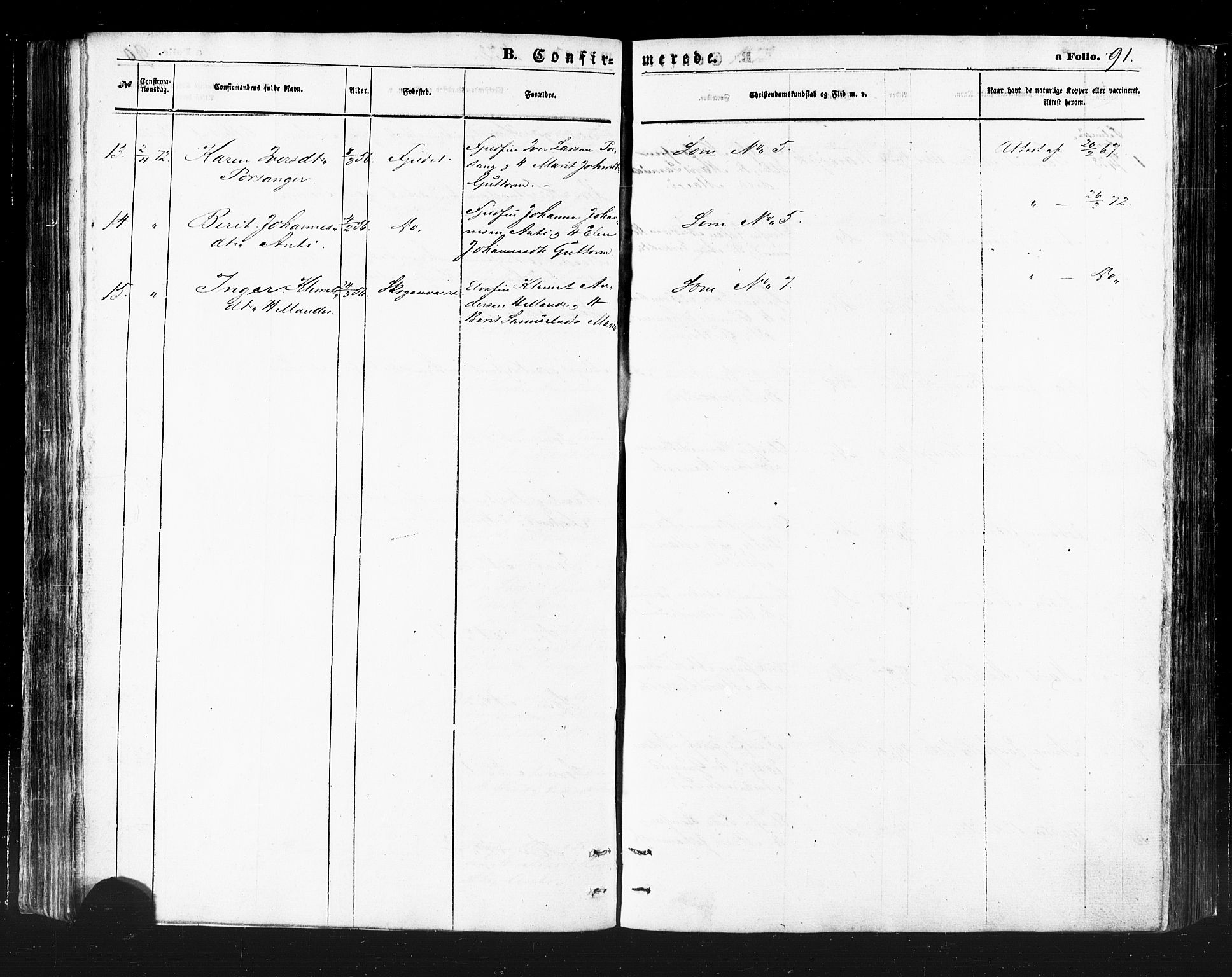 Karasjok sokneprestkontor, SATØ/S-1352/H/Ha/L0001kirke: Parish register (official) no. 1, 1872-1884, p. 91
