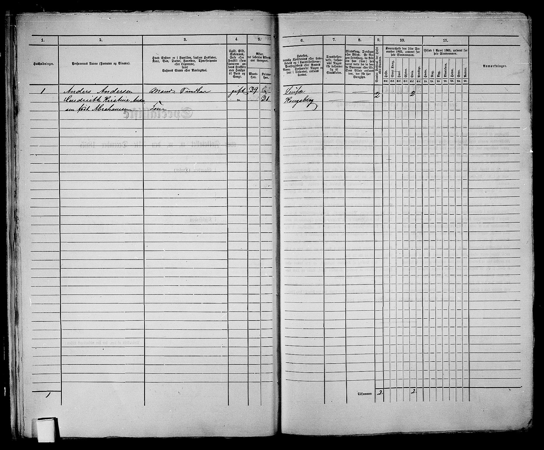 RA, 1865 census for Skien, 1865, p. 22