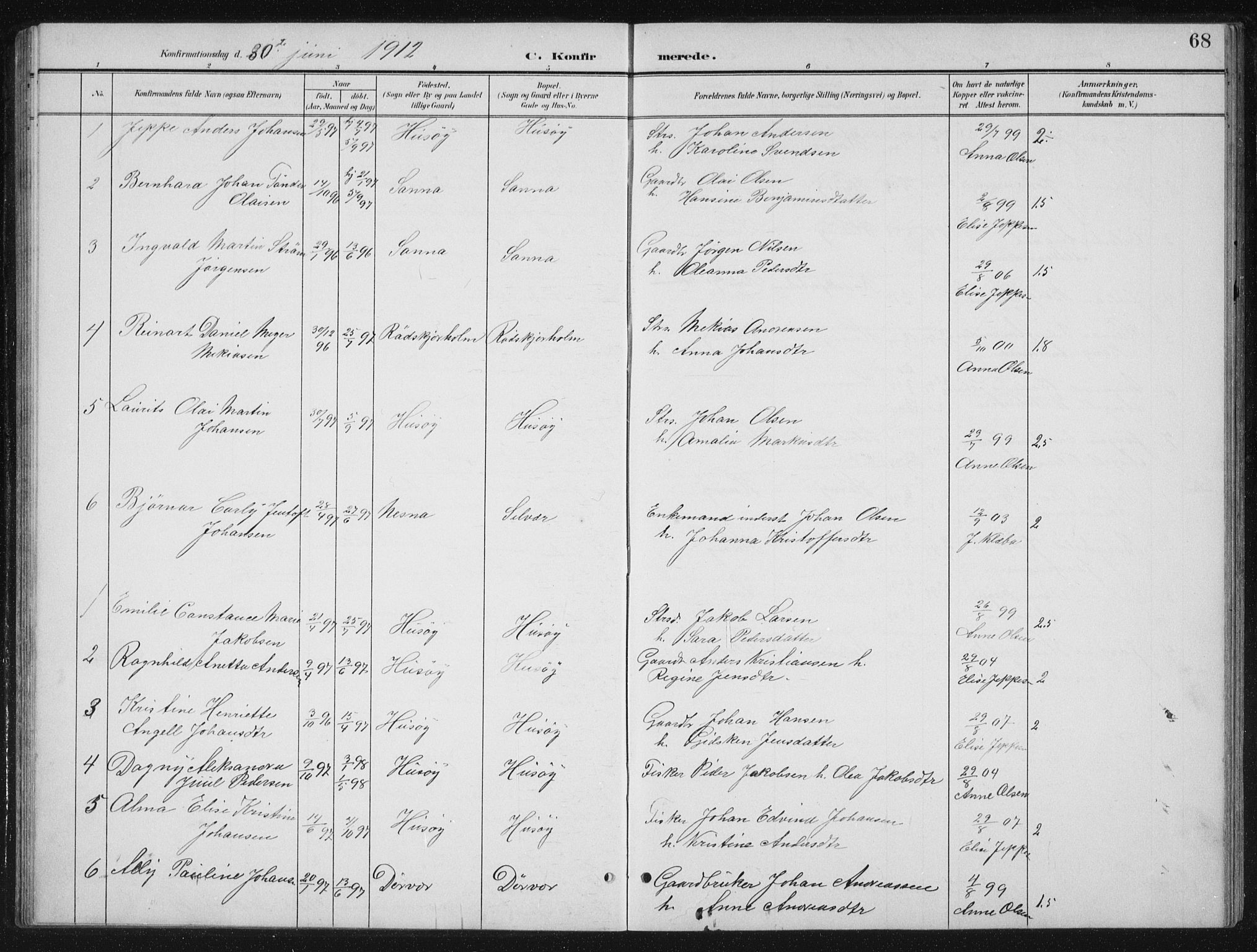 Ministerialprotokoller, klokkerbøker og fødselsregistre - Nordland, SAT/A-1459/840/L0583: Parish register (copy) no. 840C03, 1901-1933, p. 68