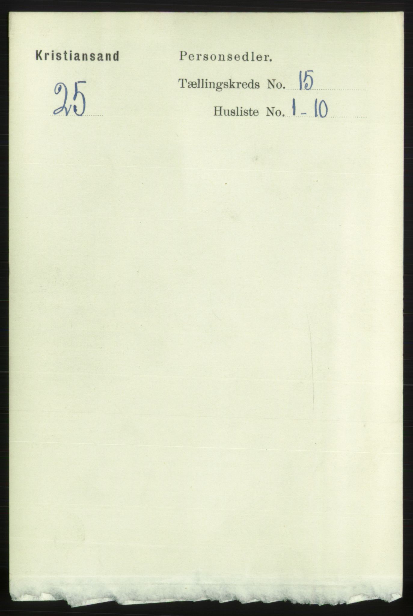 RA, 1891 census for 1001 Kristiansand, 1891, p. 6316