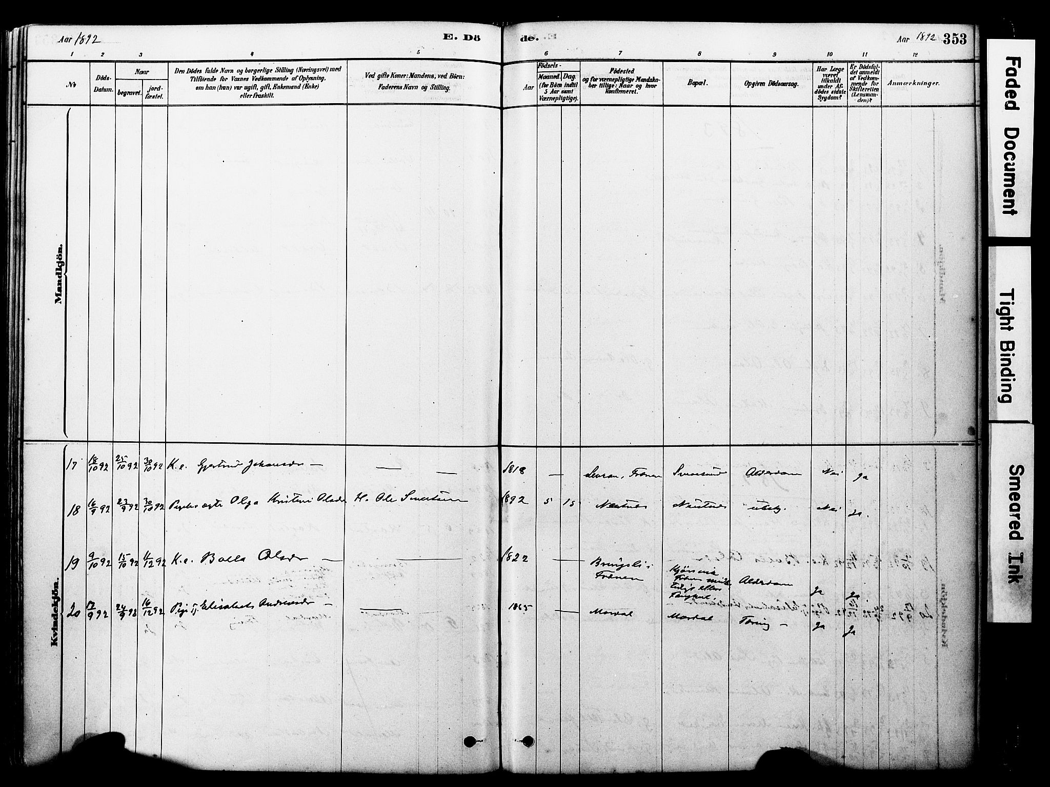 Ministerialprotokoller, klokkerbøker og fødselsregistre - Møre og Romsdal, SAT/A-1454/560/L0721: Parish register (official) no. 560A05, 1878-1917, p. 353