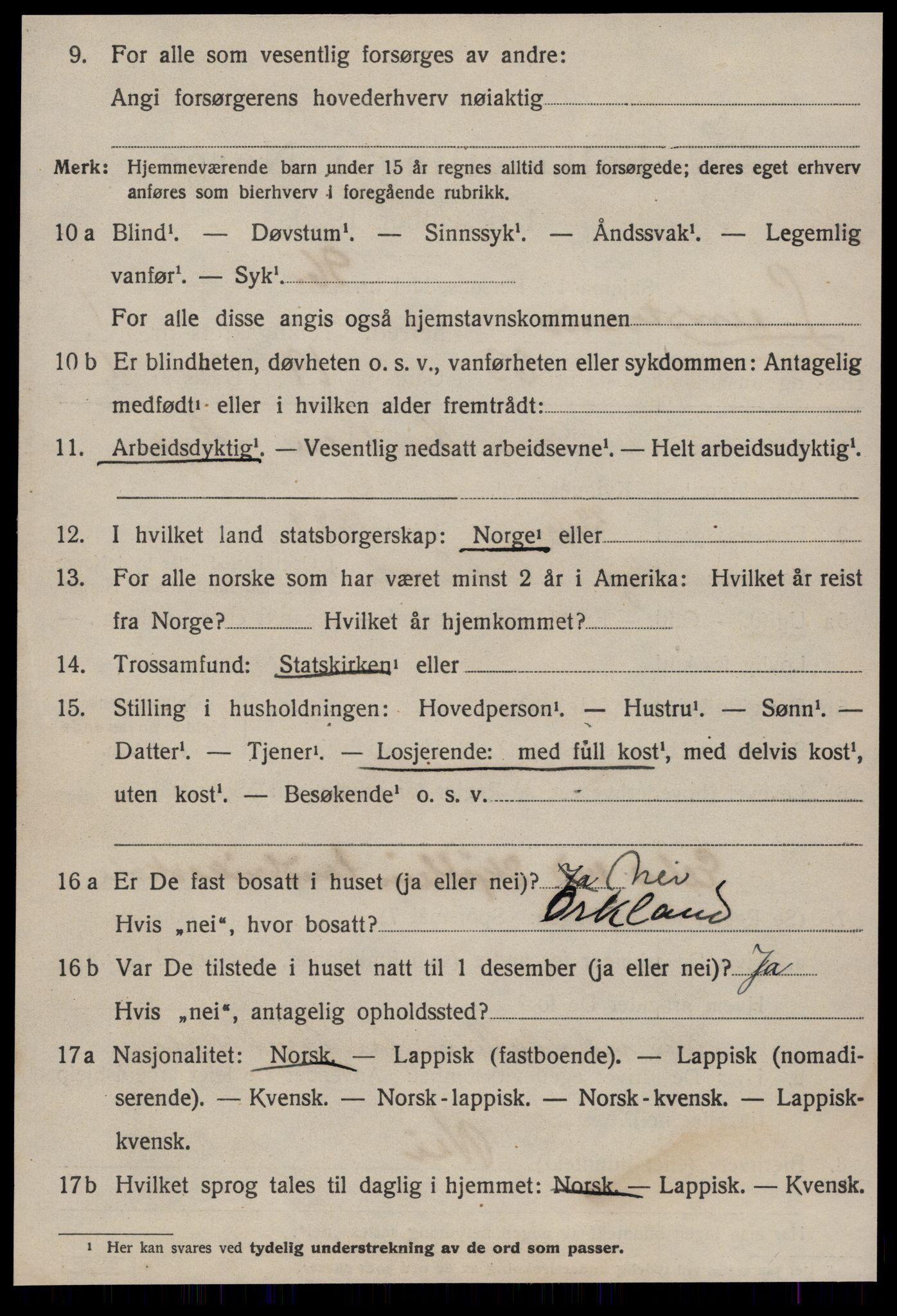 SAT, 1920 census for Leinstrand, 1920, p. 1558