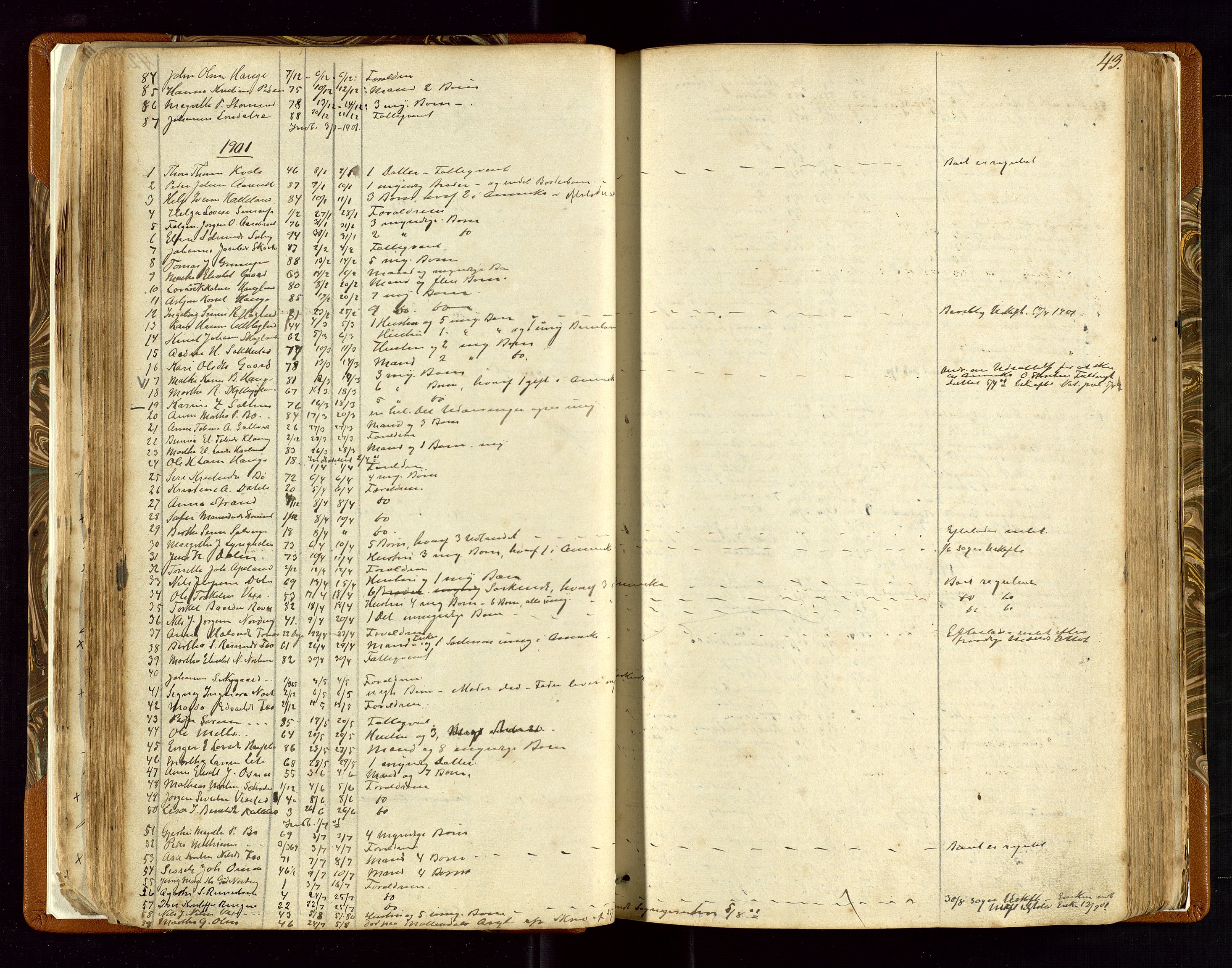 Torvestad lensmannskontor, AV/SAST-A-100307/1/Gga/L0001: "Protocol over Straffanger i Torvestads Thinglaugs Lensmandsarrest", 1883-1931, p. 43