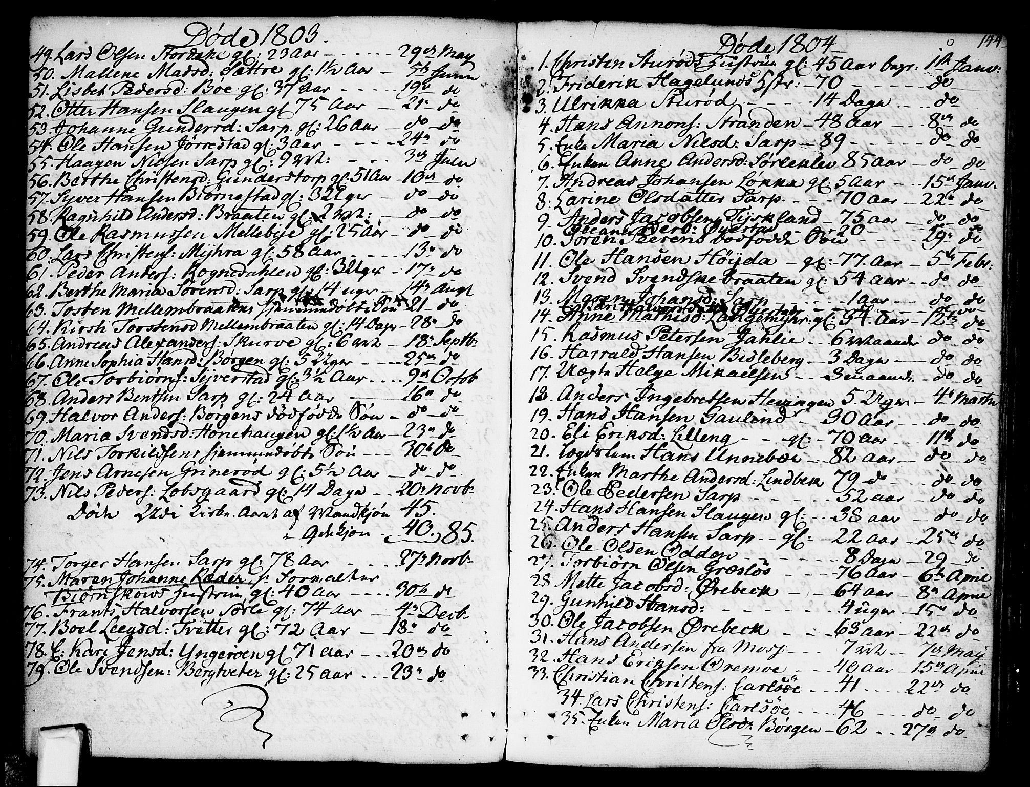 Skjeberg prestekontor Kirkebøker, SAO/A-10923/F/Fa/L0003: Parish register (official) no. I 3, 1792-1814, p. 144