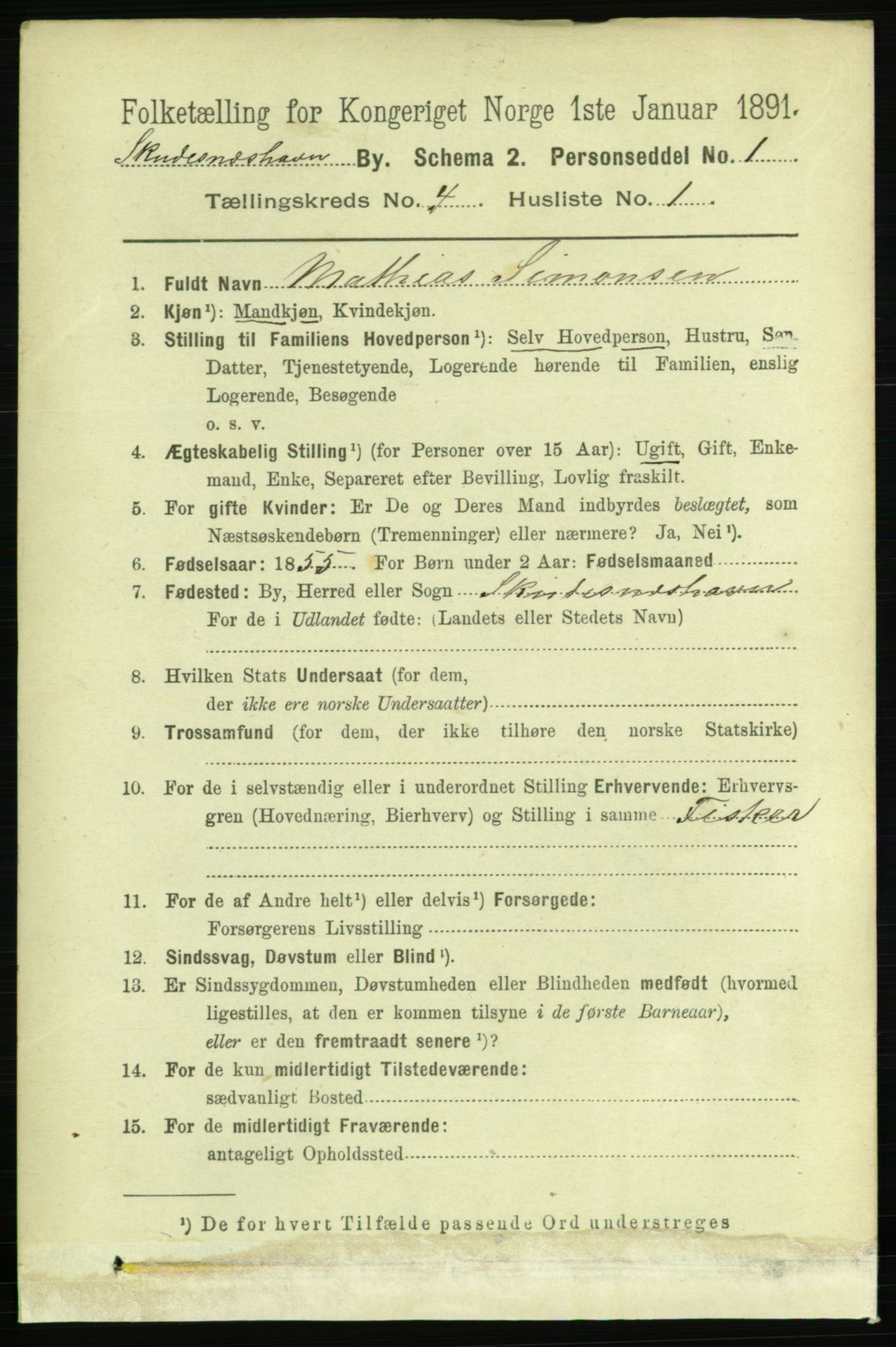 RA, 1891 census for 1104 Skudeneshavn, 1891, p. 1336