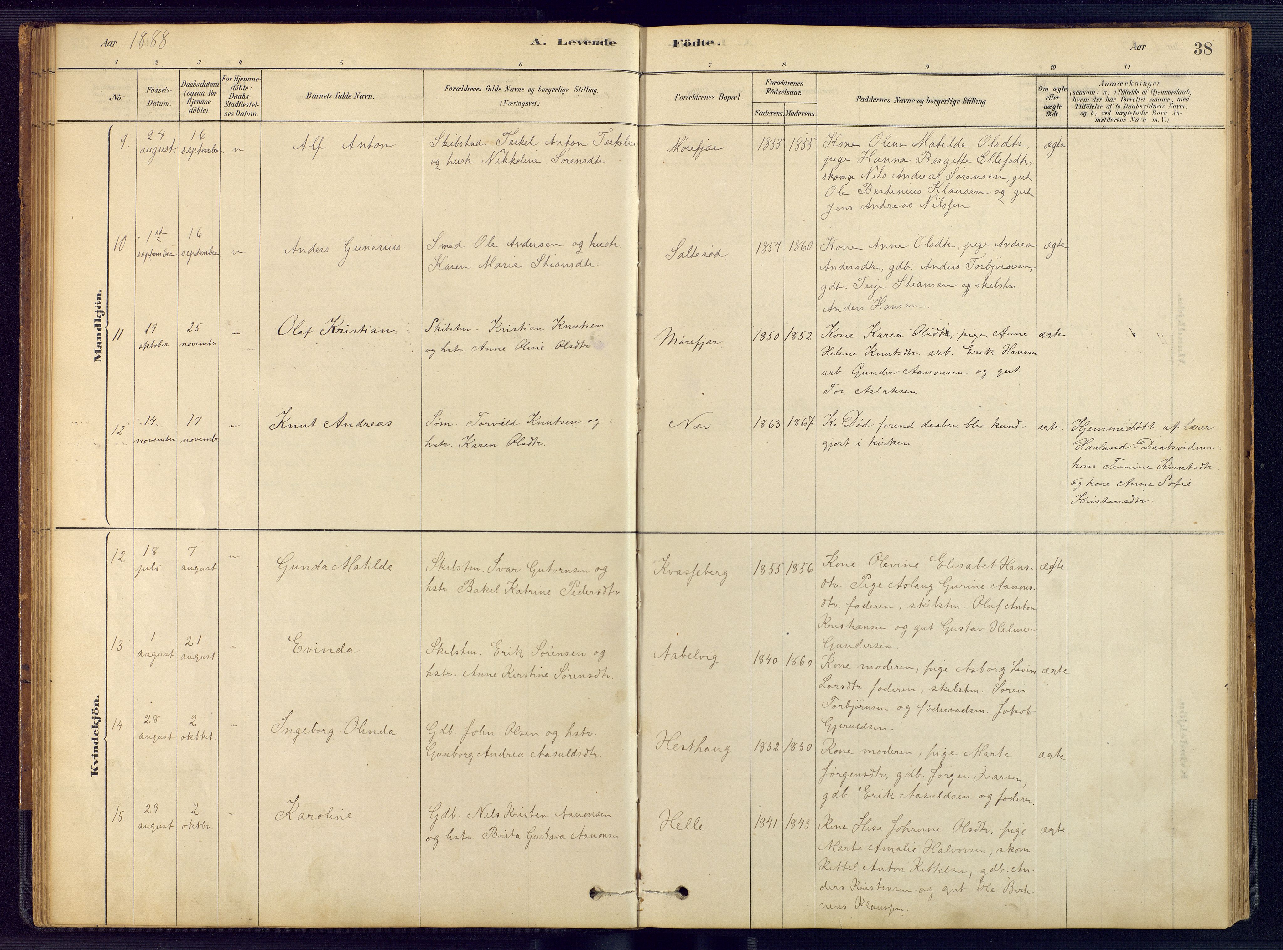 Austre Moland sokneprestkontor, AV/SAK-1111-0001/F/Fb/Fbb/L0001: Parish register (copy) no. B 1, 1878-1904, p. 38