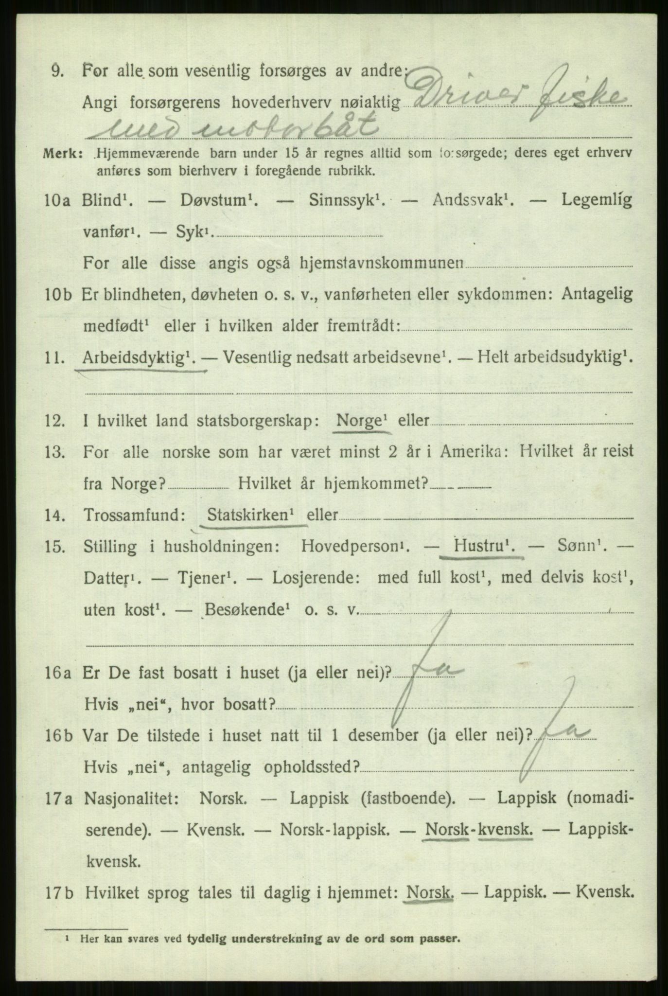 SATØ, 1920 census for Lyngen, 1920, p. 8990