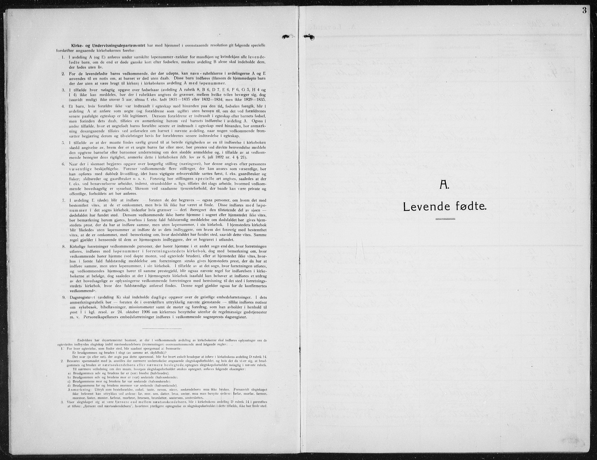 Biri prestekontor, SAH/PREST-096/H/Ha/Hab/L0006: Parish register (copy) no. 6, 1909-1938, p. 3