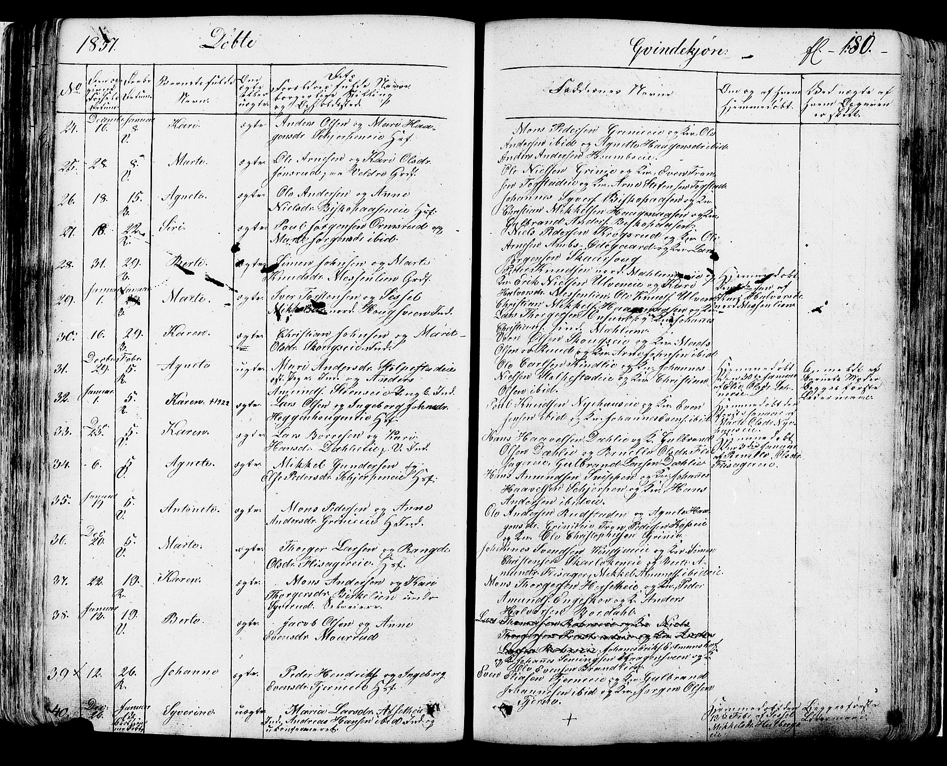 Ringsaker prestekontor, SAH/PREST-014/K/Ka/L0007: Parish register (official) no. 7A, 1826-1837, p. 180