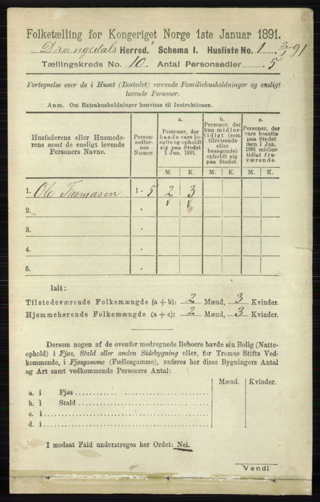 RA, 1891 census for 0817 Drangedal, 1891, p. 3347