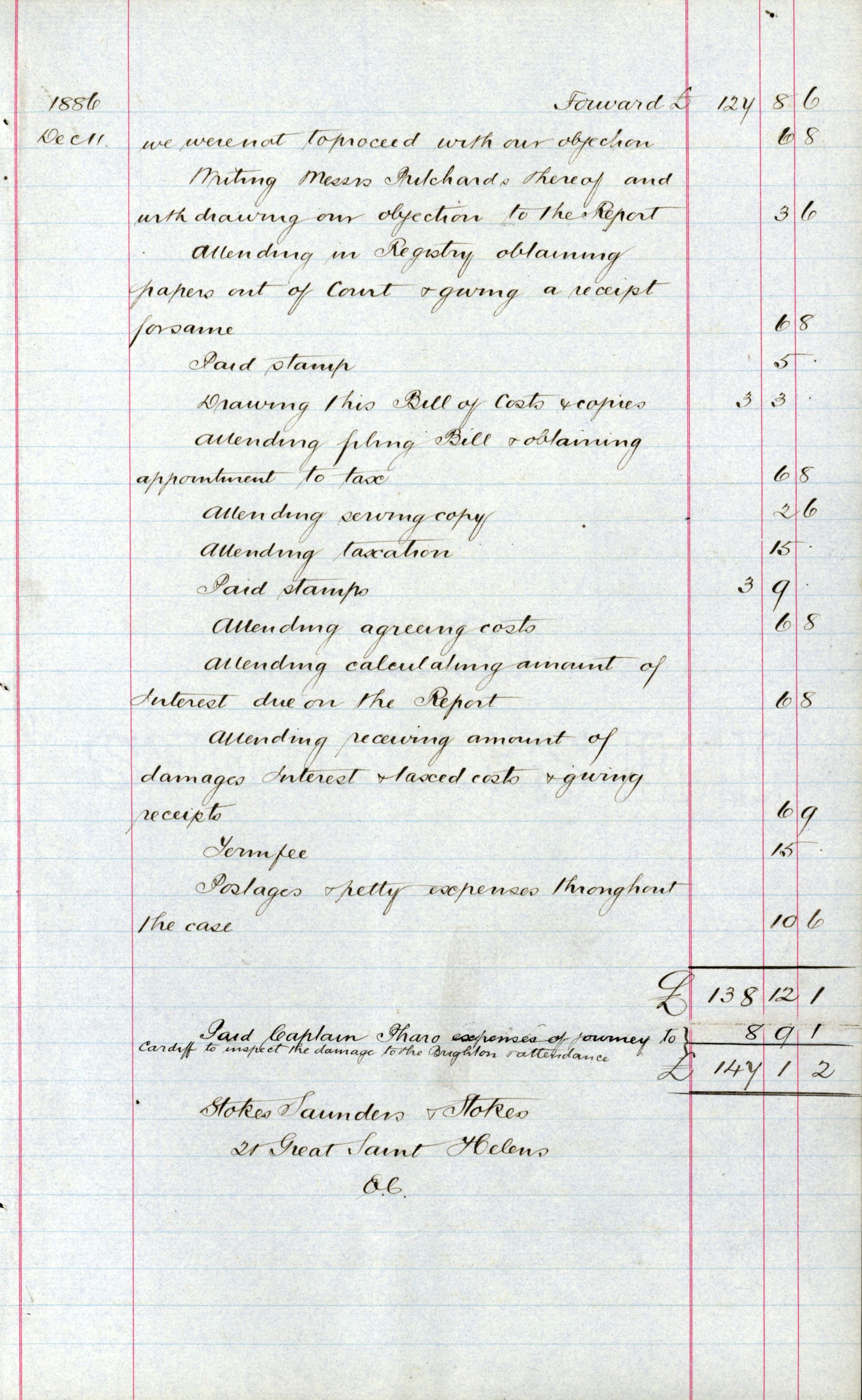 Pa 63 - Østlandske skibsassuranceforening, VEMU/A-1079/G/Ga/L0019/0009: Havaridokumenter / Føyenland, Glengairn, Granfos, Seagull, 1886, p. 82