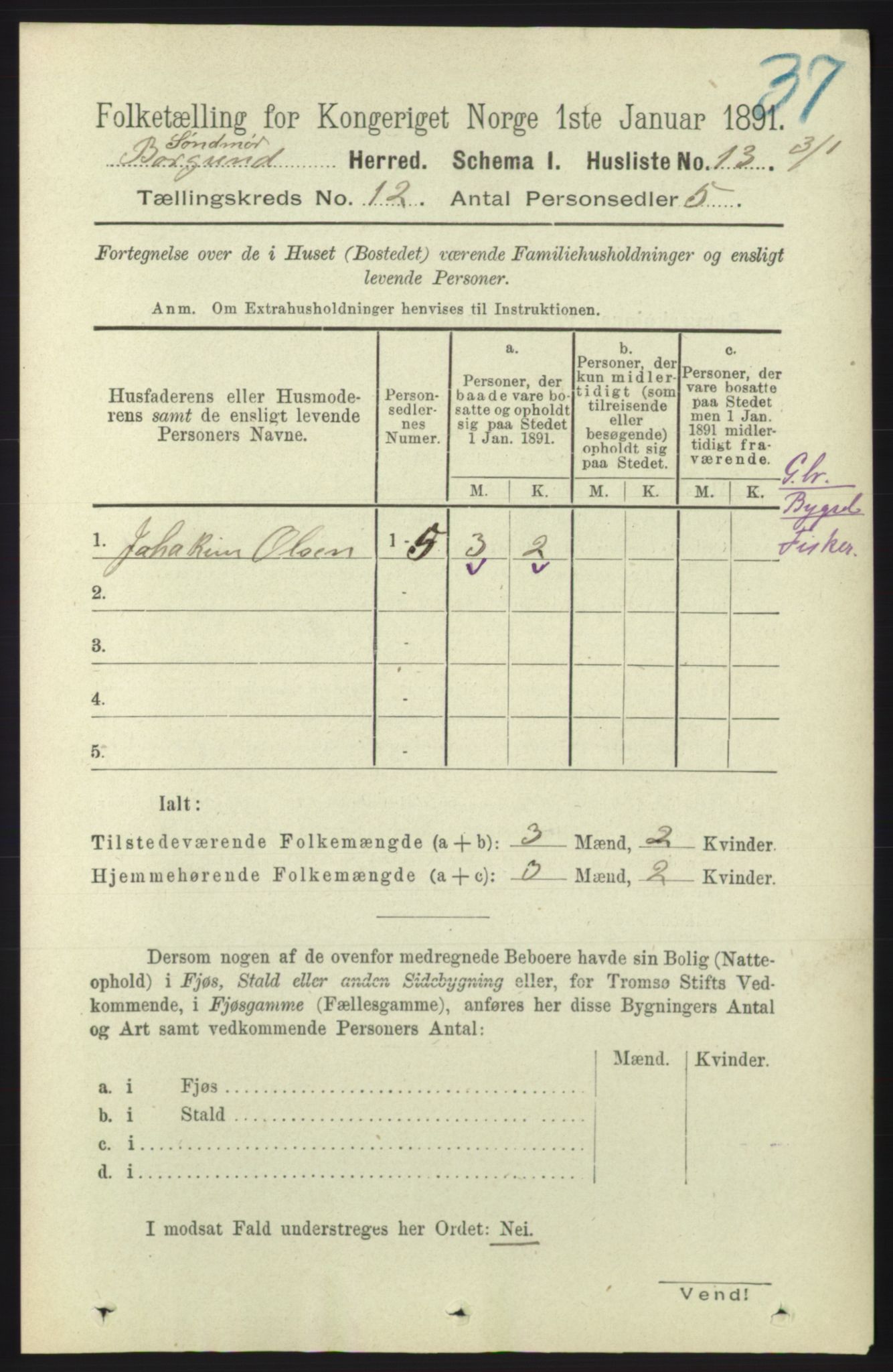 RA, 1891 census for 1531 Borgund, 1891, p. 3152