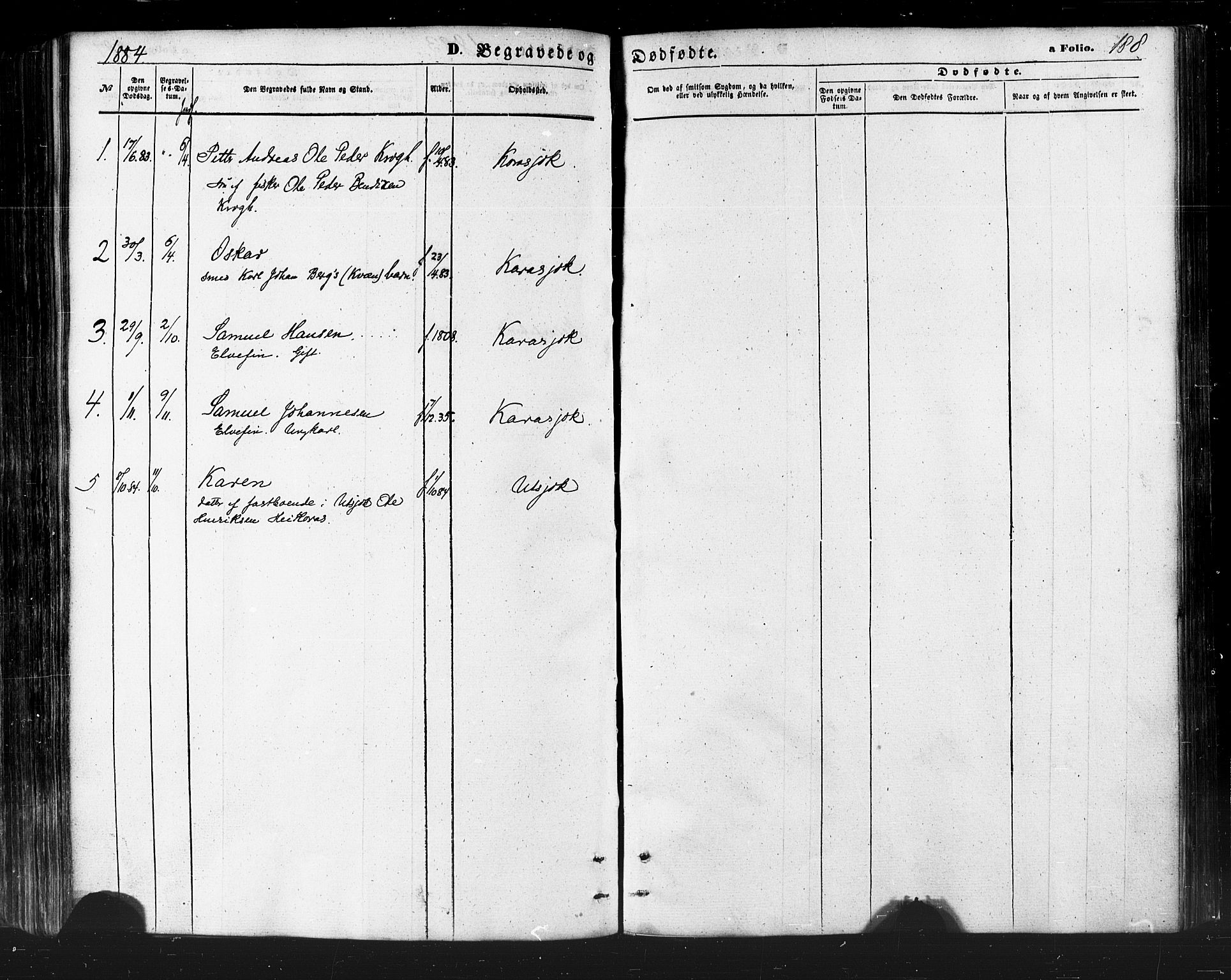 Karasjok sokneprestkontor, SATØ/S-1352/H/Ha/L0001kirke: Parish register (official) no. 1, 1872-1884, p. 188