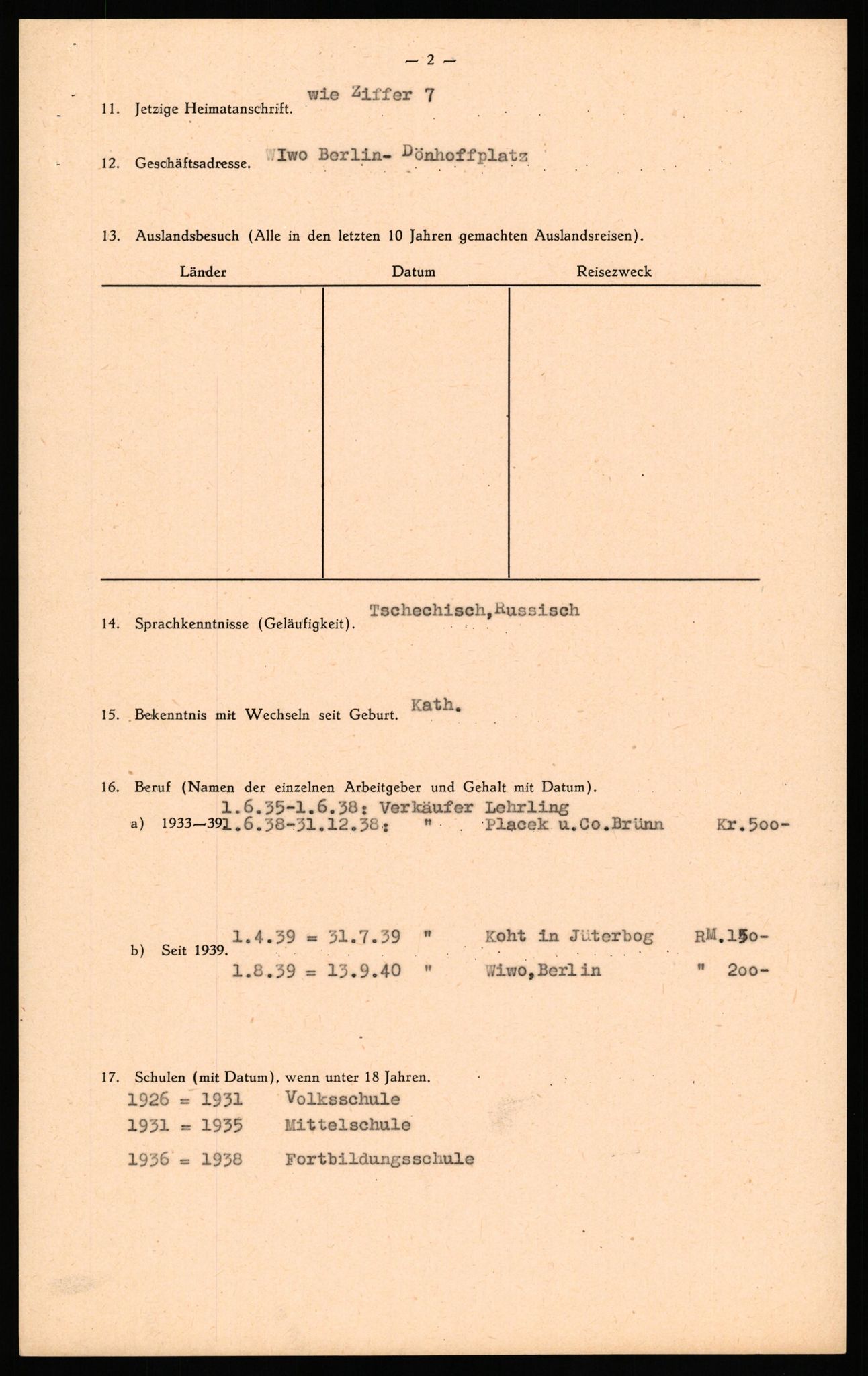 Forsvaret, Forsvarets overkommando II, AV/RA-RAFA-3915/D/Db/L0035: CI Questionaires. Tyske okkupasjonsstyrker i Norge. Tyskere., 1945-1946, p. 302