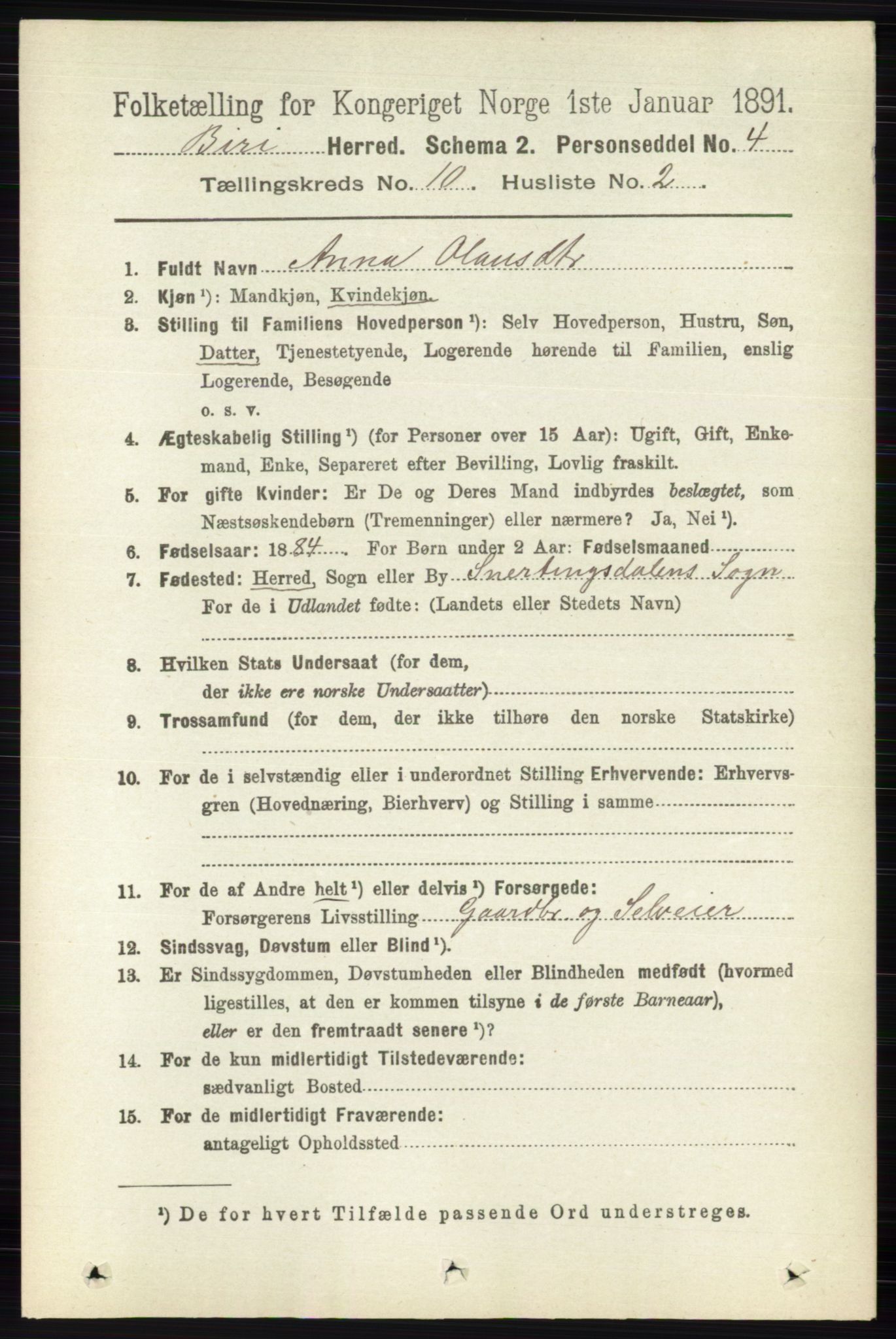 RA, 1891 census for 0525 Biri, 1891, p. 3831