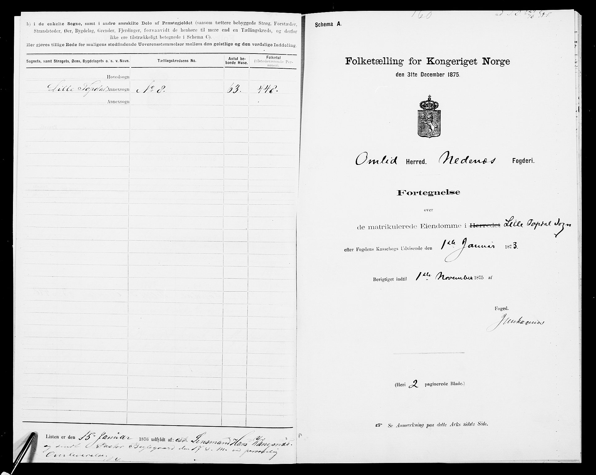 SAK, 1875 census for 0929P Åmli, 1875, p. 4