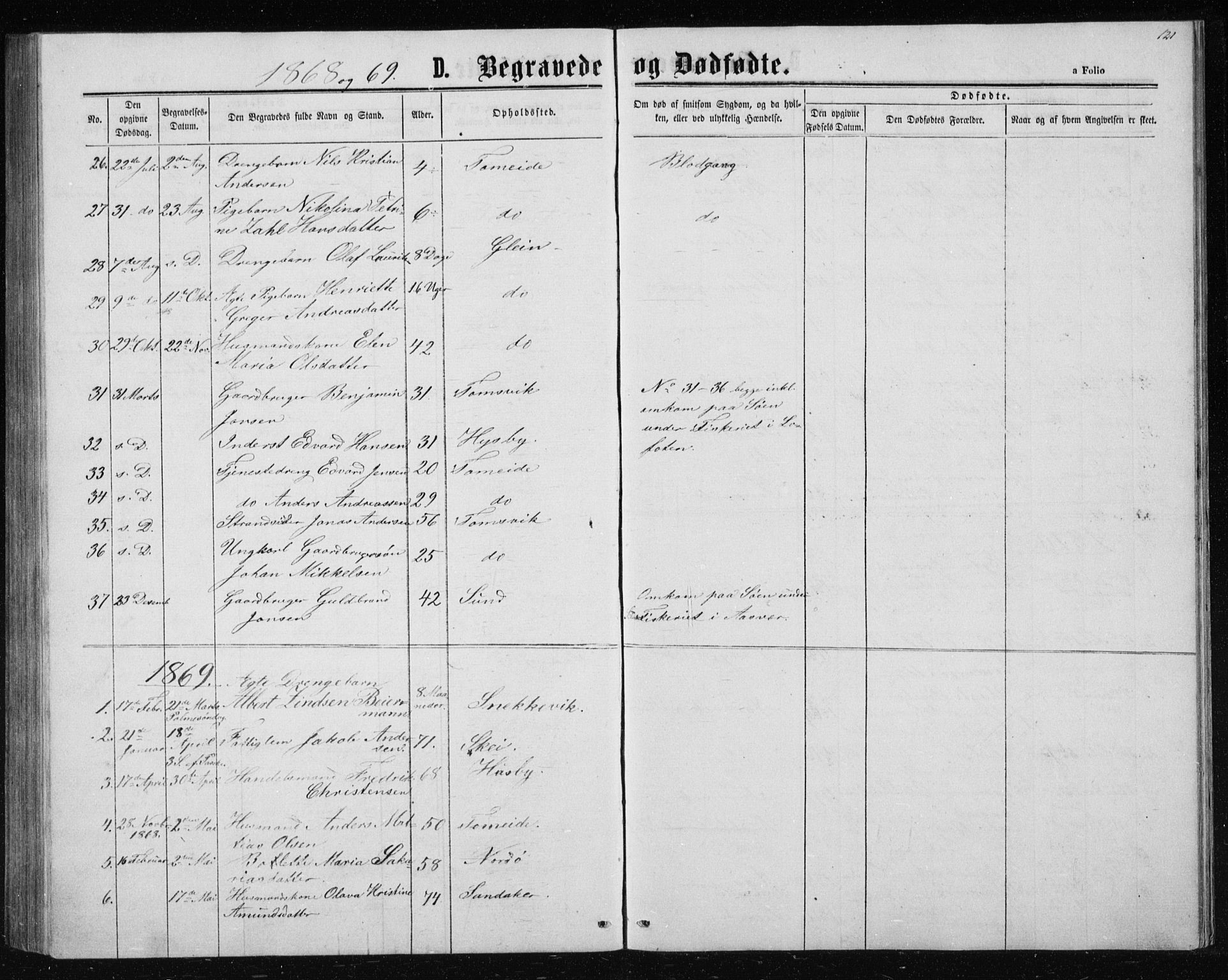 Ministerialprotokoller, klokkerbøker og fødselsregistre - Nordland, AV/SAT-A-1459/835/L0531: Parish register (copy) no. 835C03, 1865-1877, p. 121