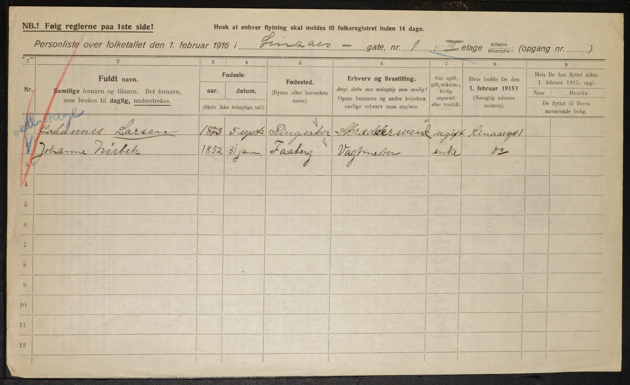 OBA, Municipal Census 1916 for Kristiania, 1916, p. 59077