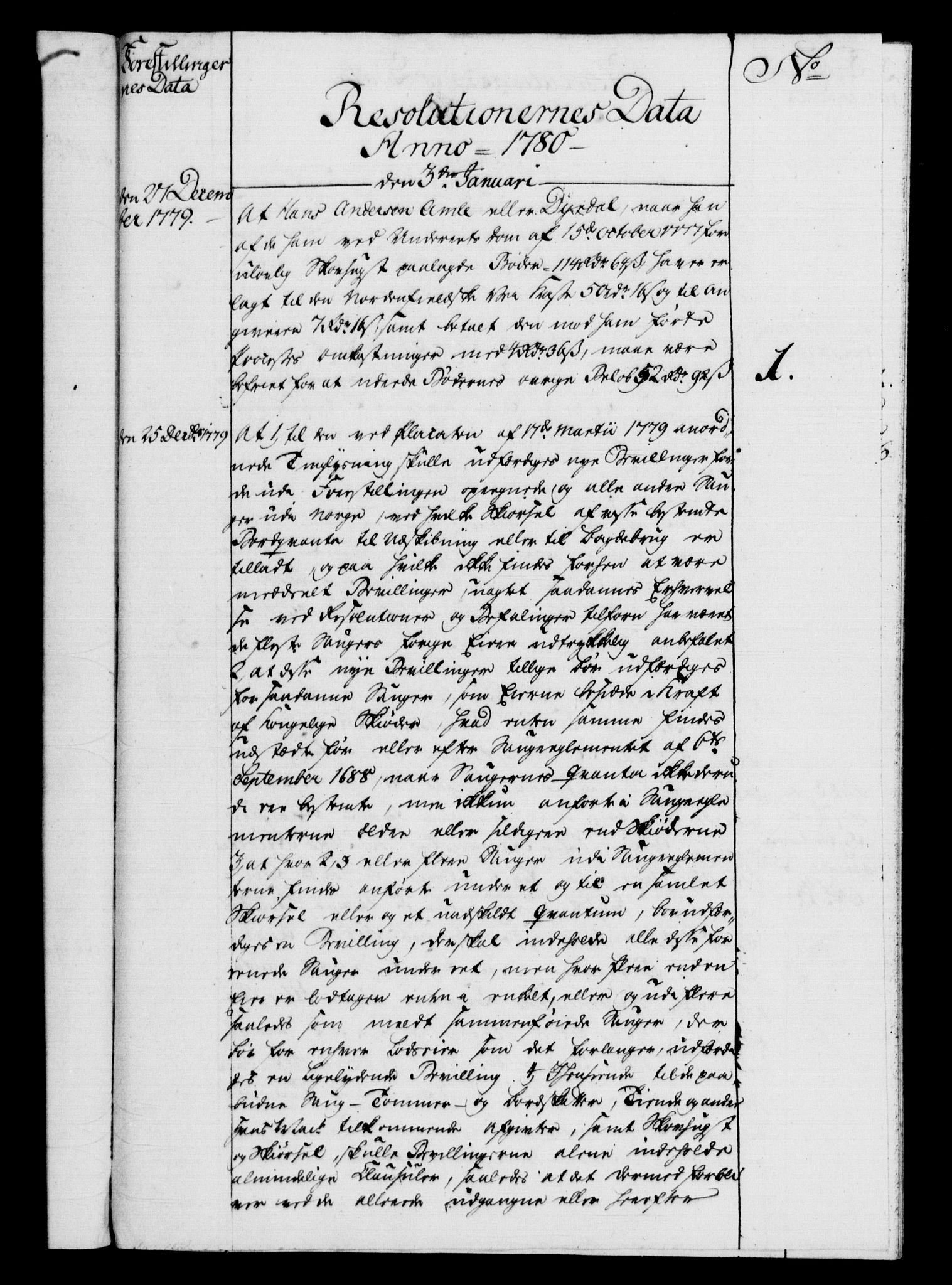 Rentekammeret, Kammerkanselliet, RA/EA-3111/G/Gf/Gfb/L0009: Register til norske relasjons- og resolusjonsprotokoller (merket RK 52.104), 1773-1780, p. 181