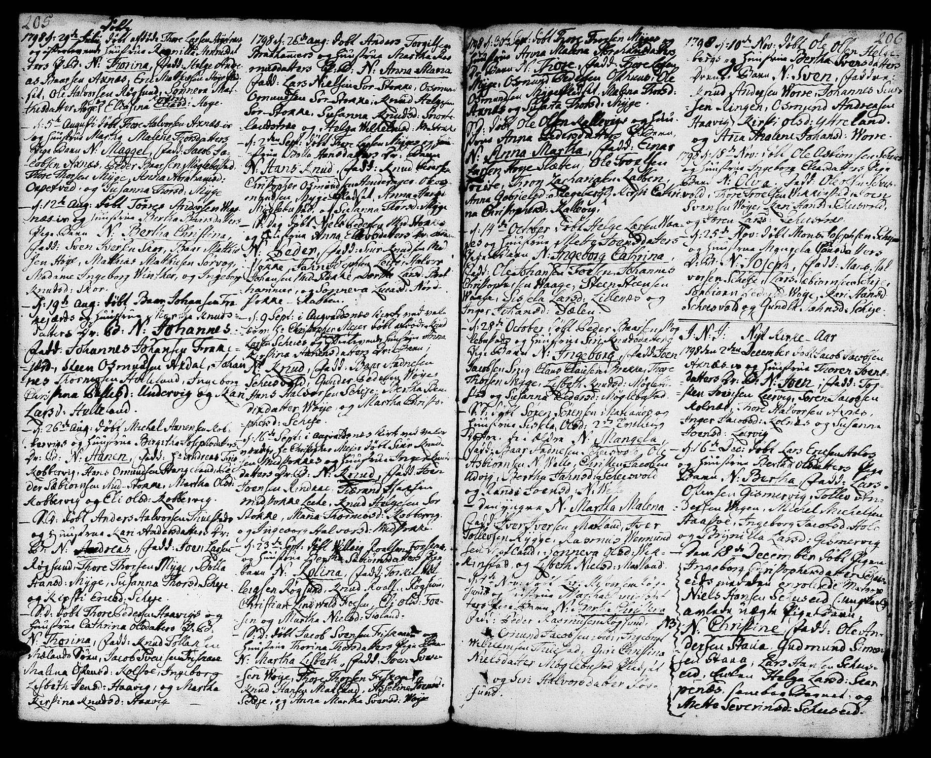 Avaldsnes sokneprestkontor, AV/SAST-A -101851/H/Ha/Haa/L0002: Parish register (official) no. A 2, 1765-1800, p. 205-206