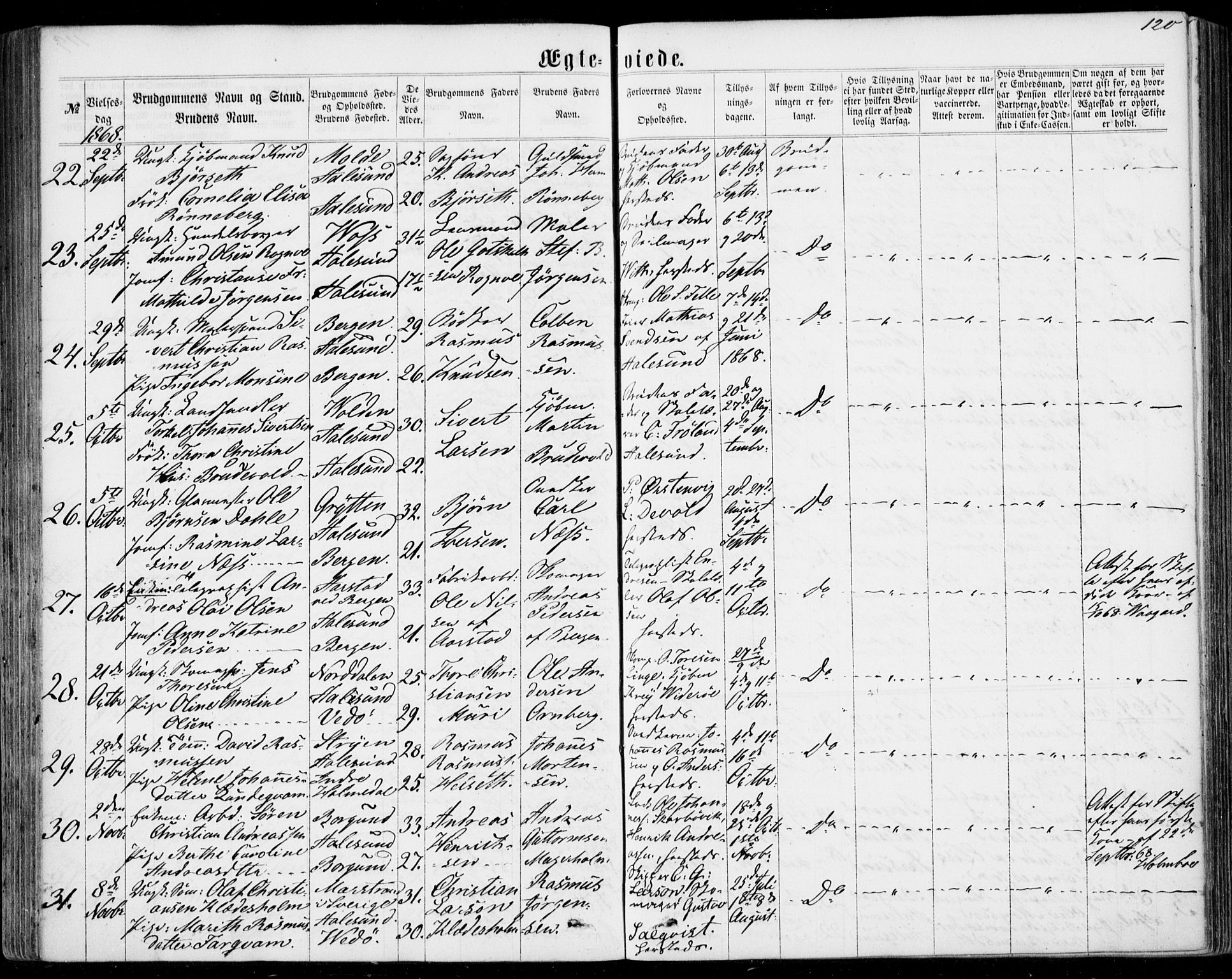 Ministerialprotokoller, klokkerbøker og fødselsregistre - Møre og Romsdal, AV/SAT-A-1454/529/L0452: Parish register (official) no. 529A02, 1864-1871, p. 120