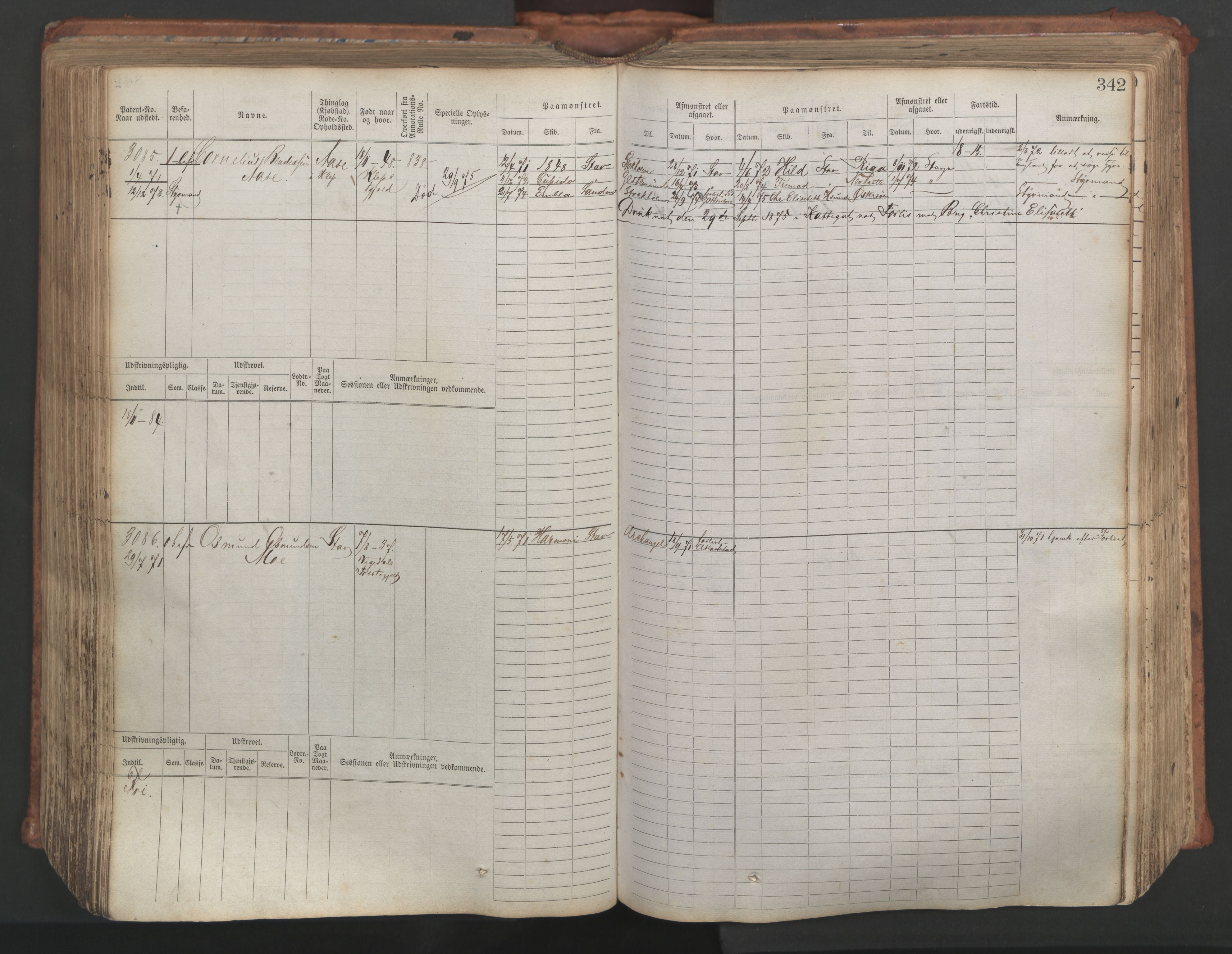 Stavanger sjømannskontor, AV/SAST-A-102006/F/Fb/Fbb/L0007: Sjøfartshovedrulle, patentnr. 2403-3604, 1869-1880, p. 384