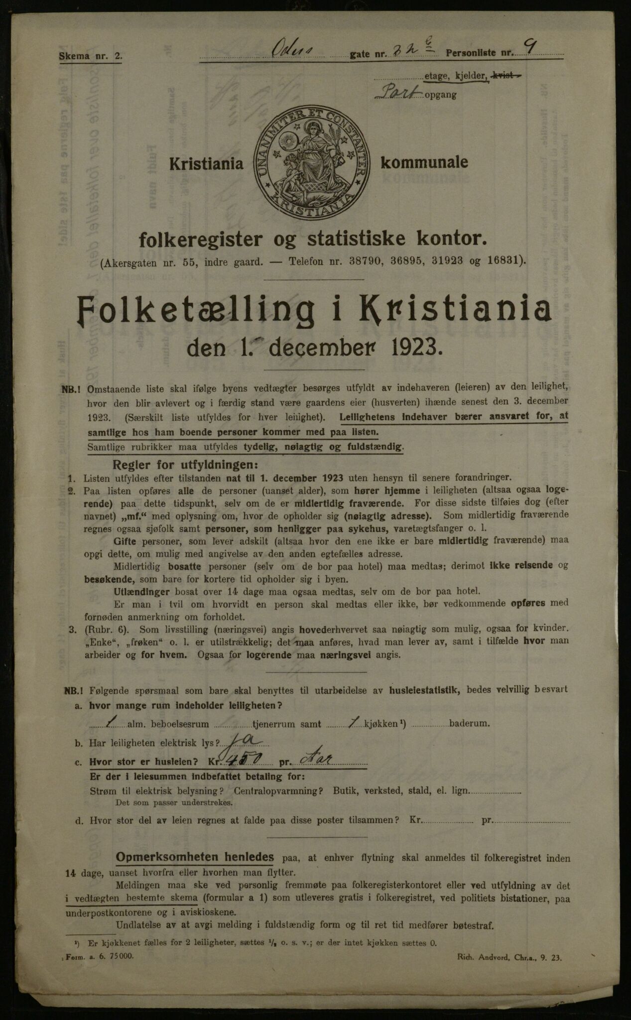 OBA, Municipal Census 1923 for Kristiania, 1923, p. 82421