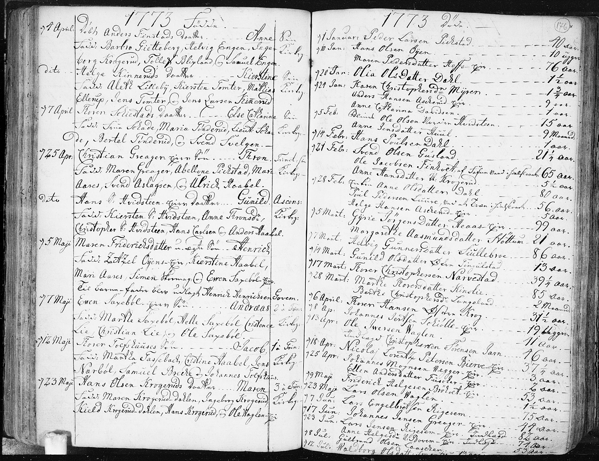 Hobøl prestekontor Kirkebøker, AV/SAO-A-2002/F/Fa/L0001: Parish register (official) no. I 1, 1733-1814, p. 176