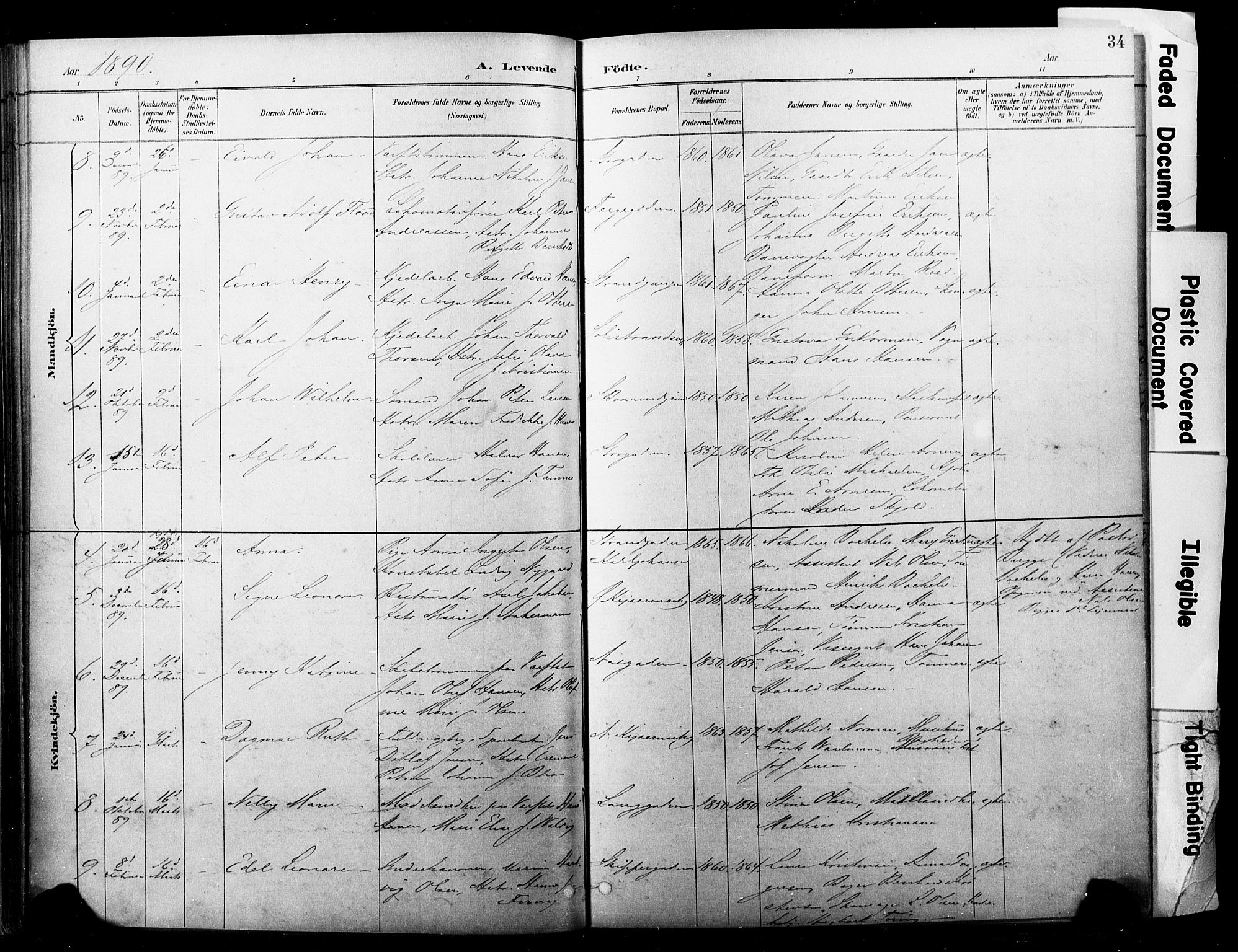 Horten kirkebøker, SAKO/A-348/F/Fa/L0004: Parish register (official) no. 4, 1888-1895, p. 34