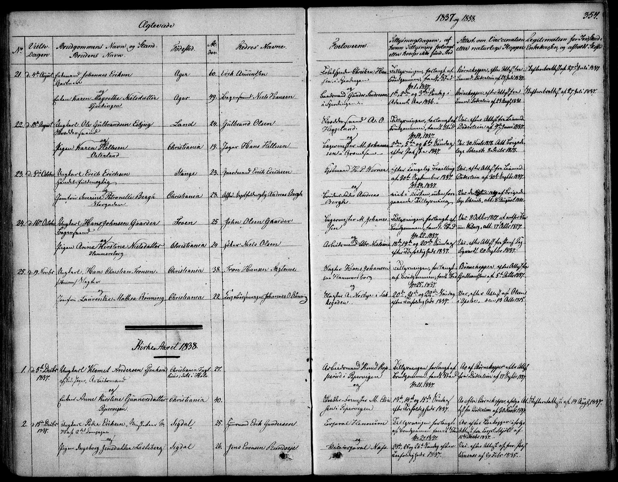 Garnisonsmenigheten Kirkebøker, SAO/A-10846/F/Fa/L0006: Parish register (official) no. 6, 1828-1841, p. 354