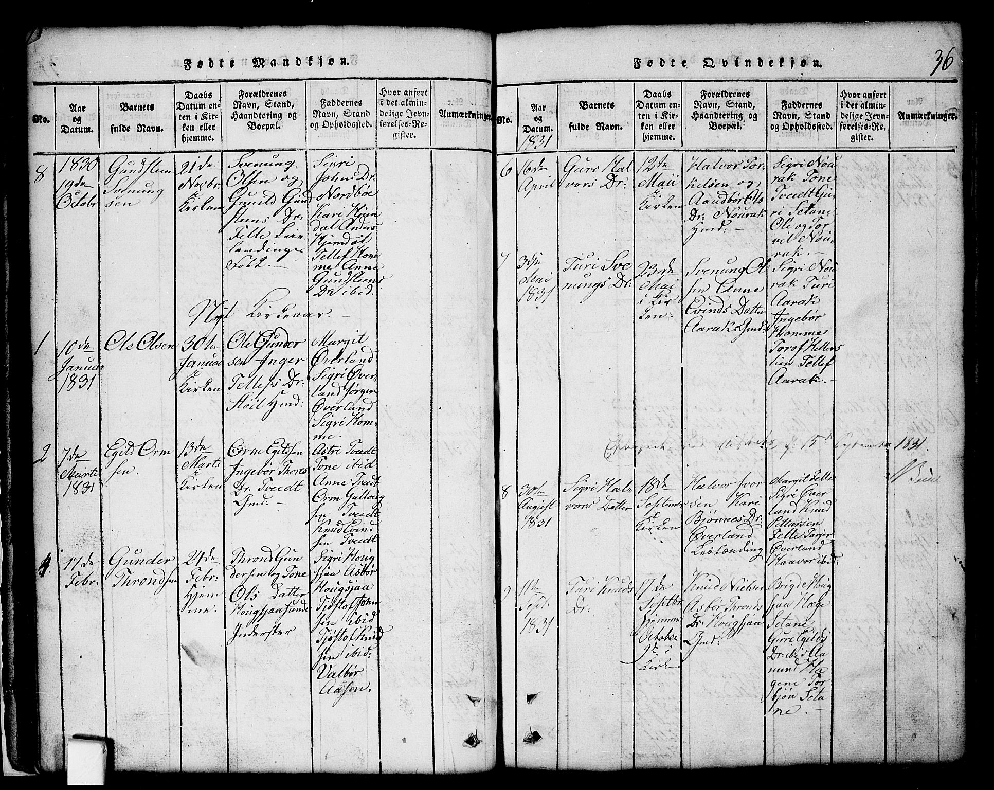 Nissedal kirkebøker, SAKO/A-288/G/Gb/L0001: Parish register (copy) no. II 1, 1814-1862, p. 36