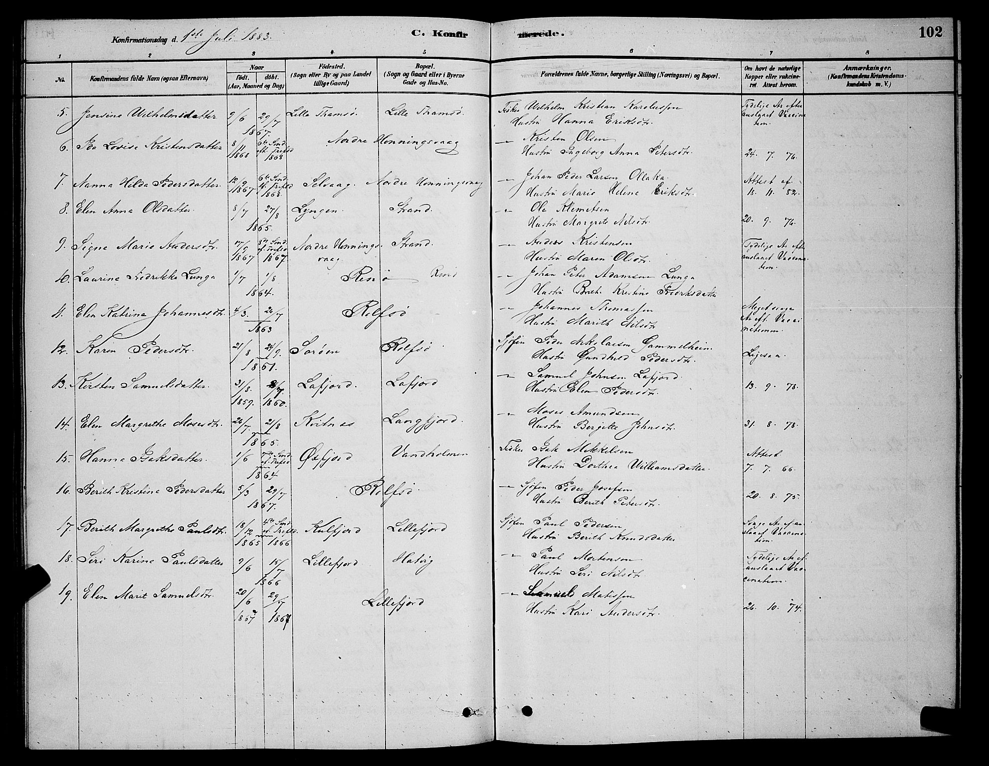 Måsøy sokneprestkontor, AV/SATØ-S-1348/H/Hb/L0002klokker: Parish register (copy) no. 2, 1876-1888, p. 102