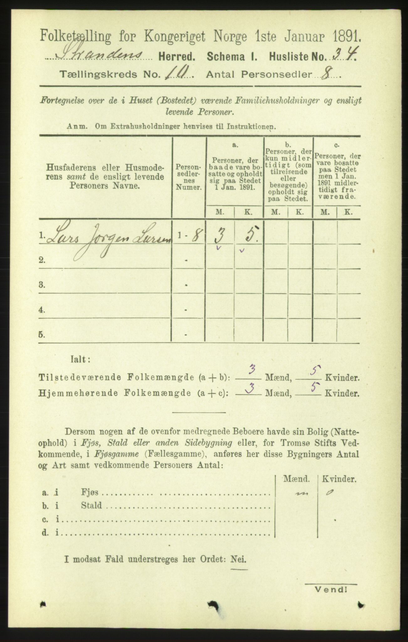 RA, 1891 census for 1525 Stranda, 1891, p. 2377