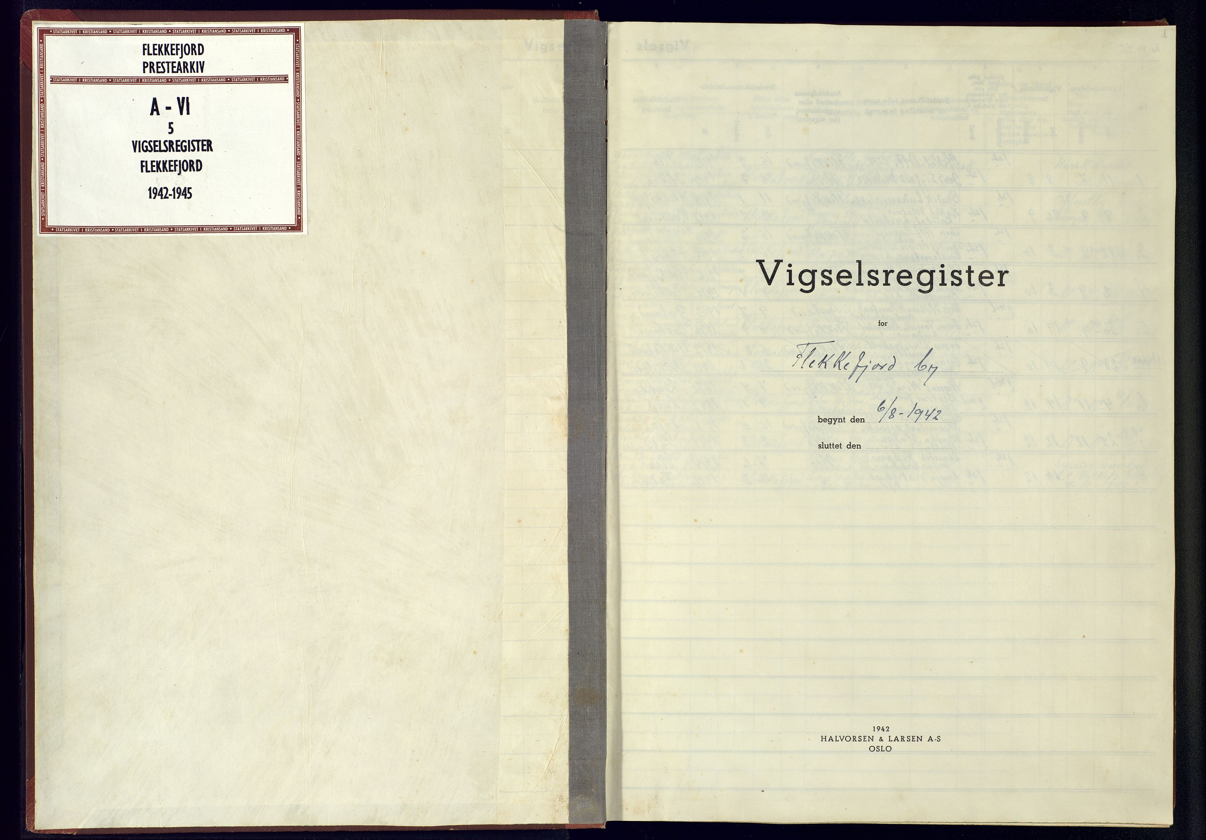 Flekkefjord sokneprestkontor, AV/SAK-1111-0012/J/Jb/L0004: Marriage register no. A-VI-5, 1942-1945