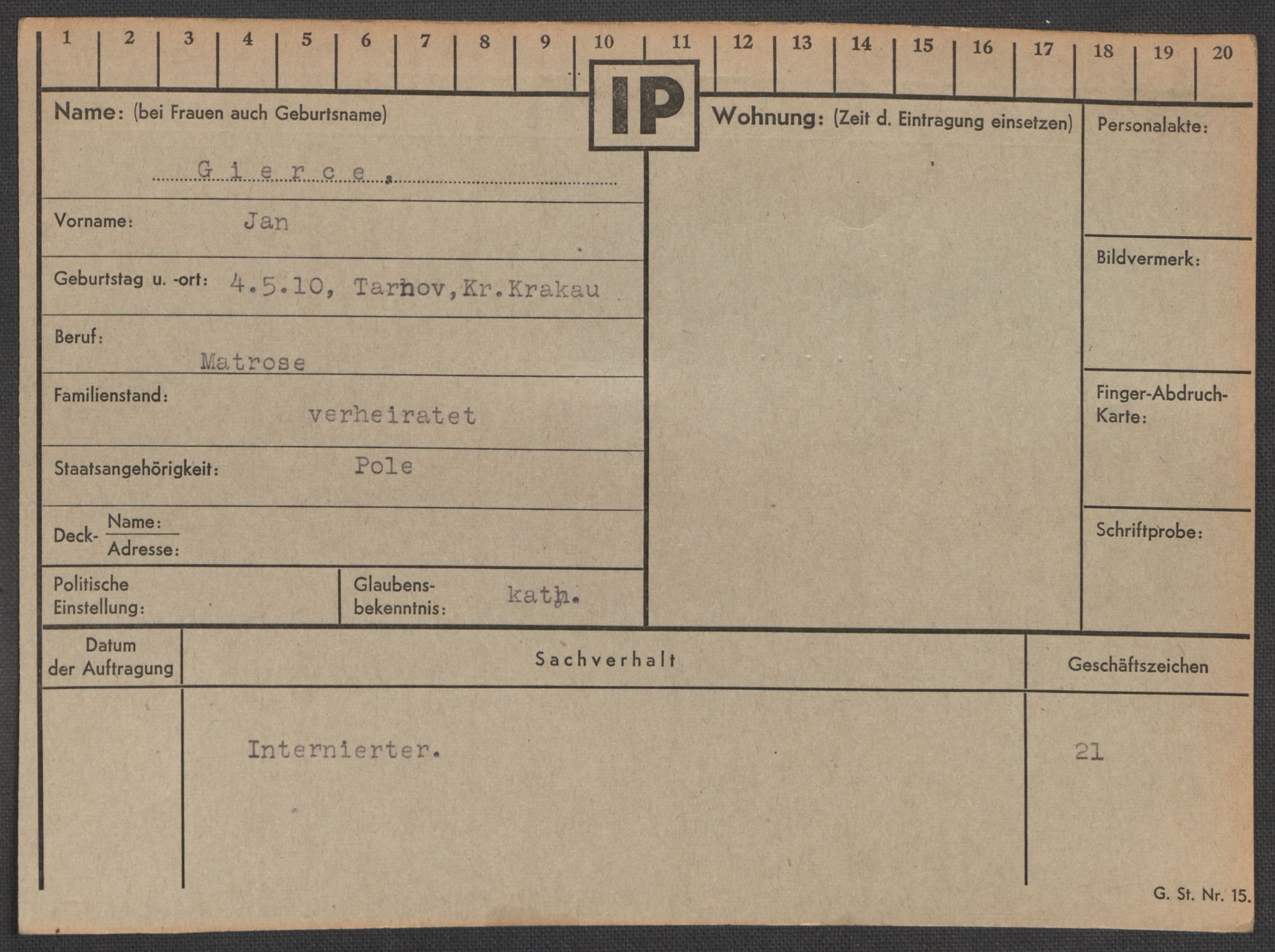 Befehlshaber der Sicherheitspolizei und des SD, RA/RAFA-5969/E/Ea/Eaa/L0003: Register over norske fanger i Møllergata 19: Eng-Hag, 1940-1945, p. 783